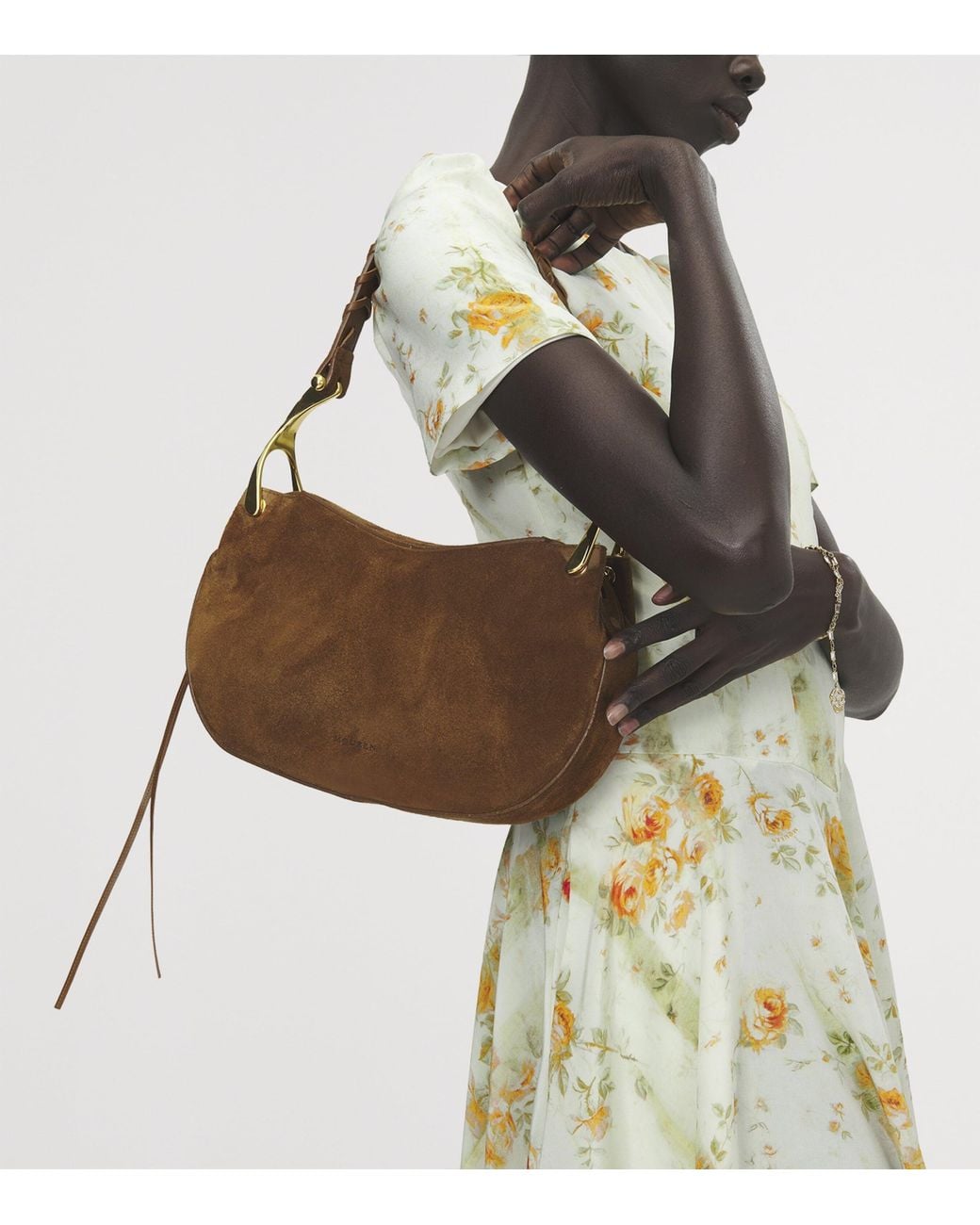 McQueen Brown Suede Wishbone Shoulder Bag