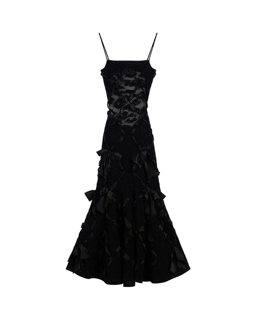 Givenchy Black Ribbon-Embellished Leopard Lace Midi Dress