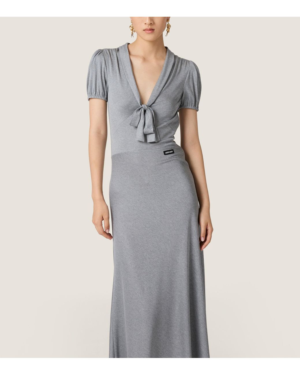 Miu Miu Gray Silk Jersey Midi Dress