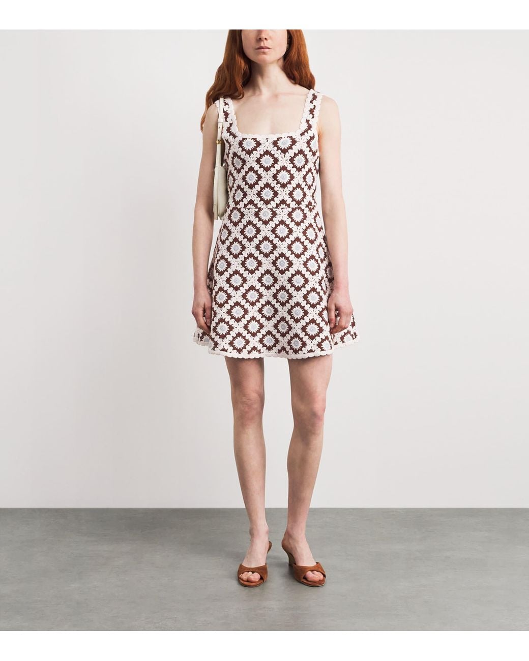 Maje White Crochet Floral Mini Dress