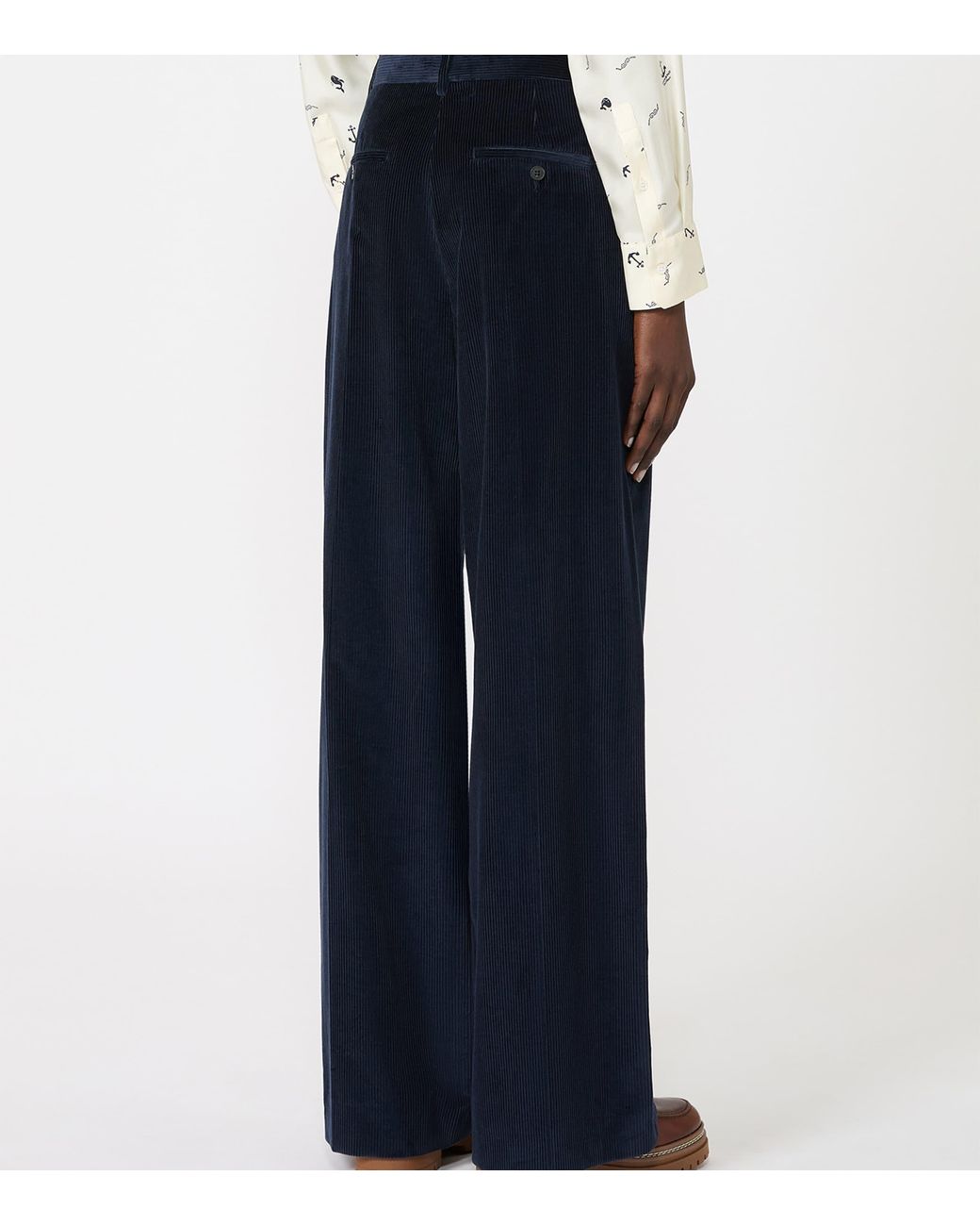 Weekend by Maxmara Blue Corduroy Wide-Leg Trousers