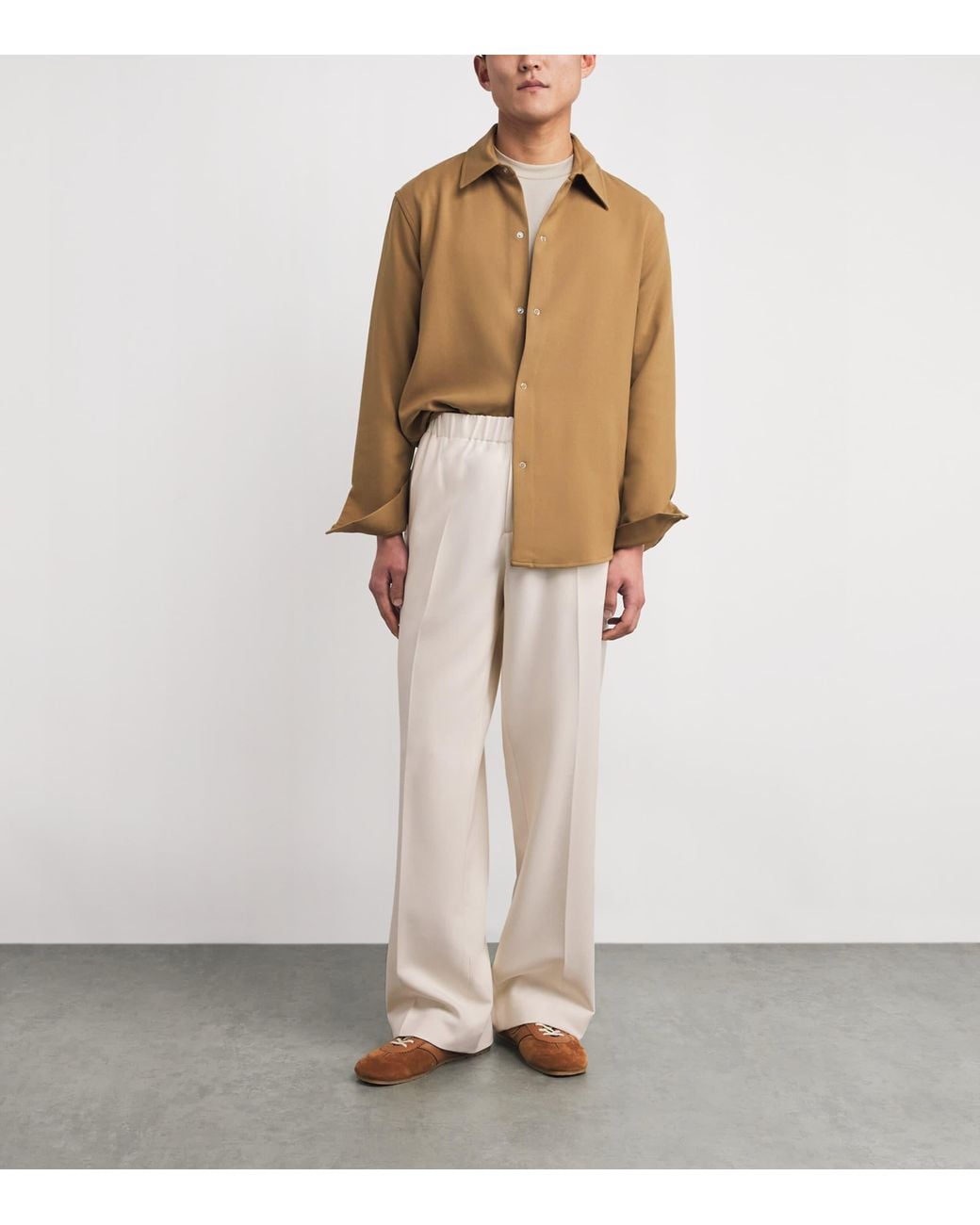 Sandro White Cotton-Blend Straight-Fit Trousers for men