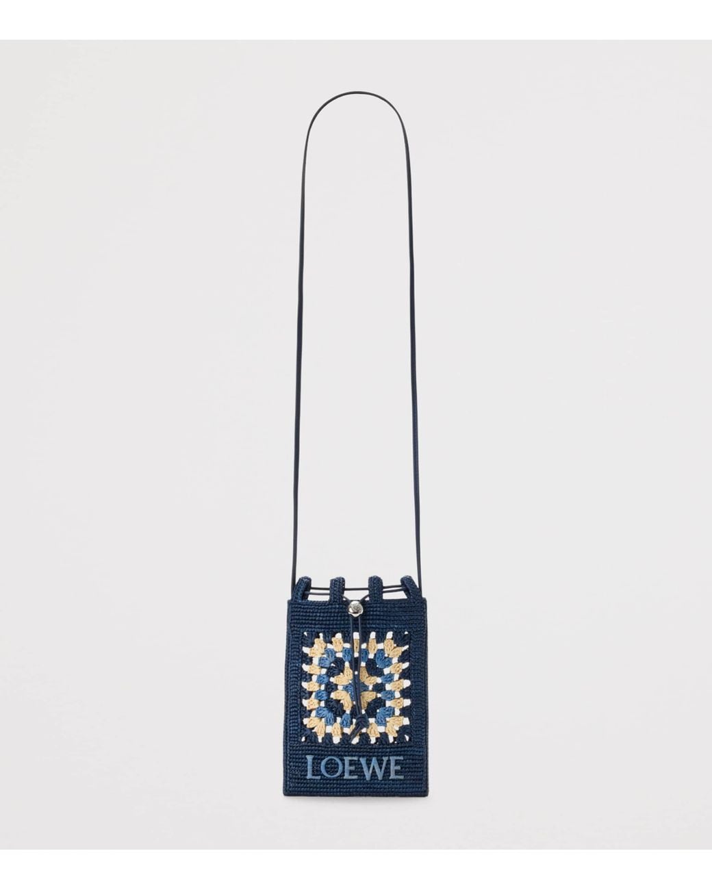 Loewe Blue X Paula's Ibiza Crochet Pocket Patch Shoulder Bag
