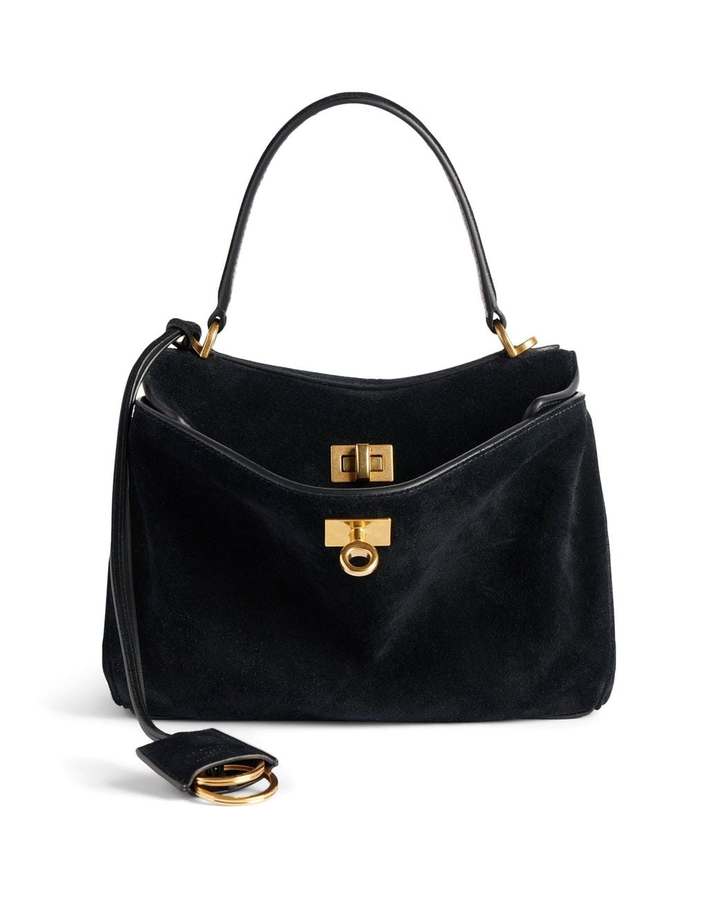 Balenciaga Black Mini Suede Rodeo Top-Handle Bag