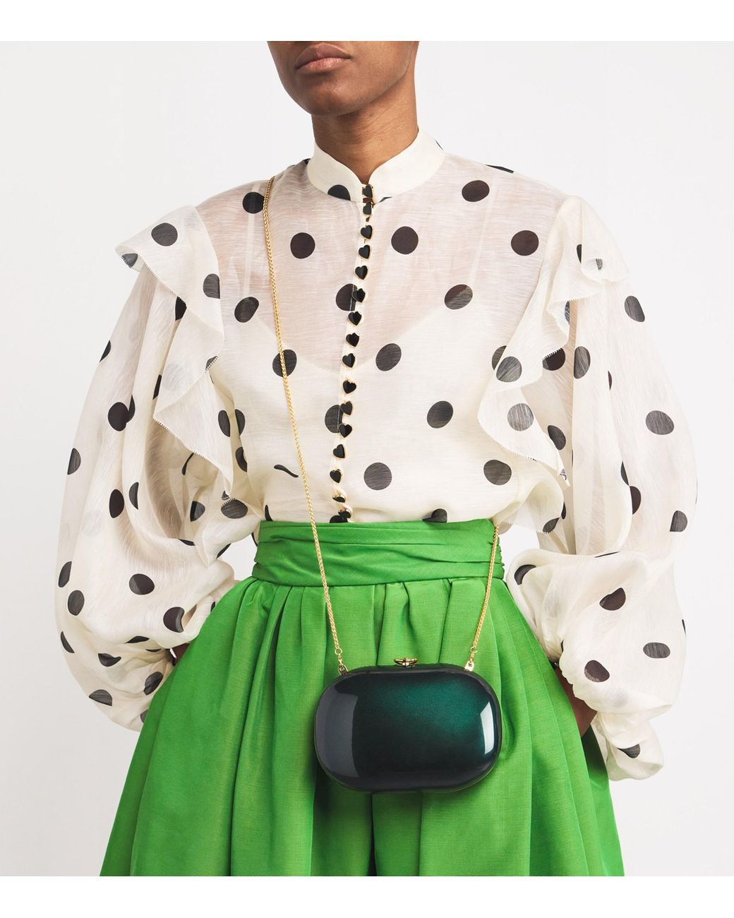 Jeffrey Levinson Green Oval Elina Clutch Bag