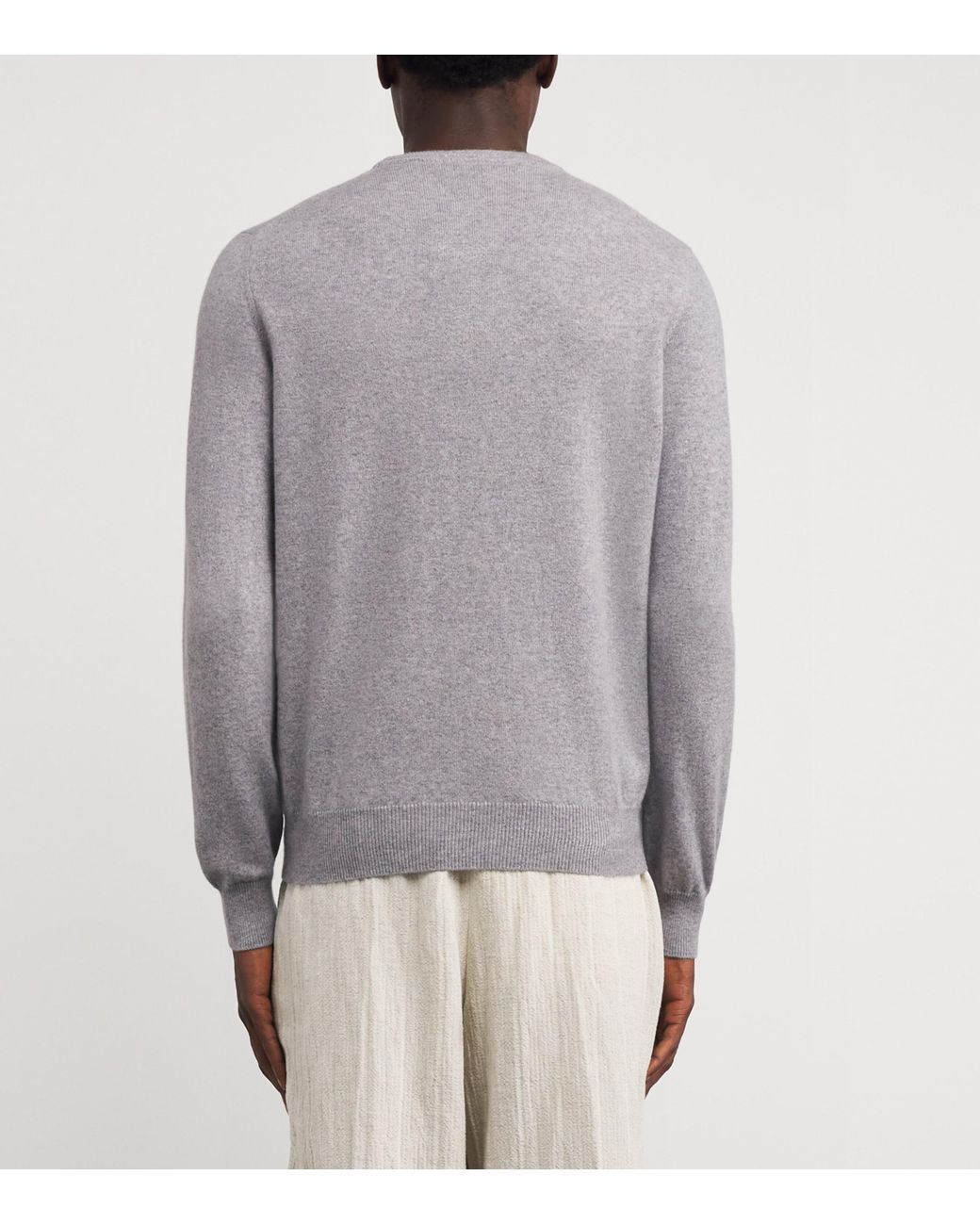 Colombo Gray Kid Cashmere Crew-Neck Sweater for men