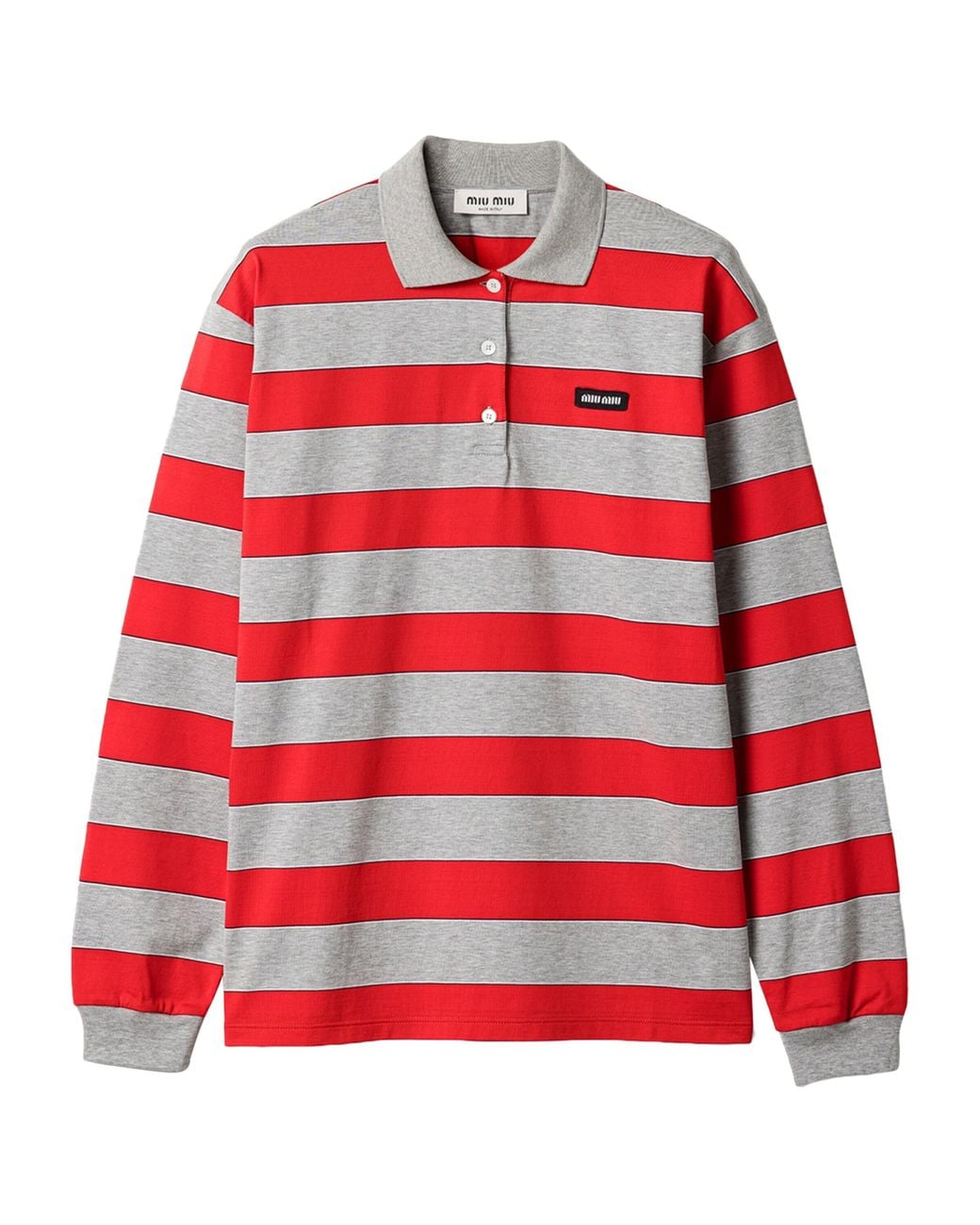 Miu Miu Red Cotton Stripe Rugby Shirt