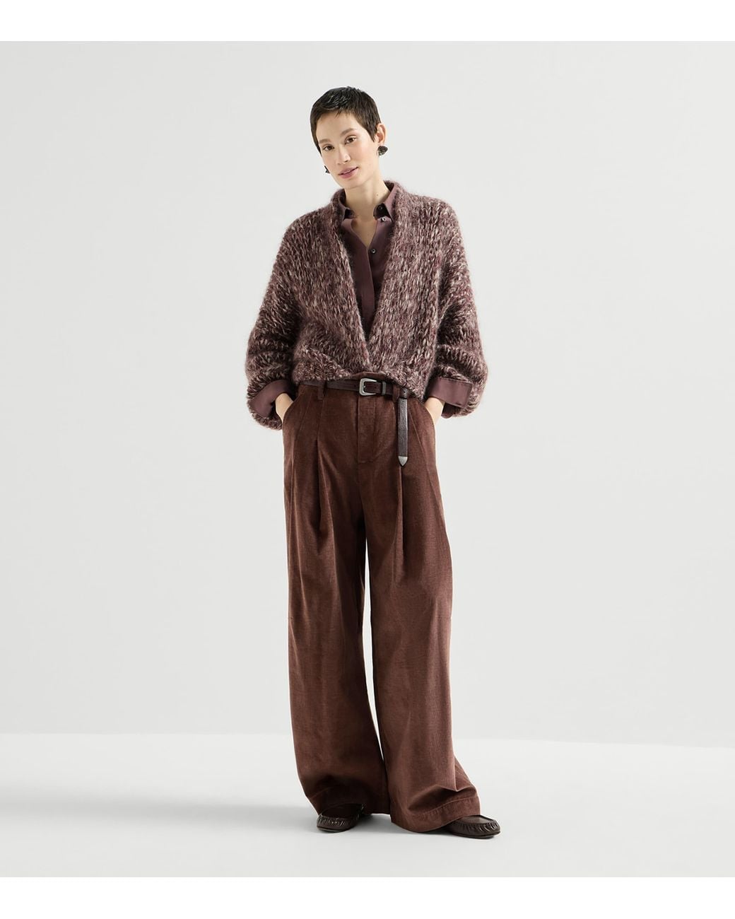 Brunello Cucinelli Brown Mohair Malfilé Cardigan