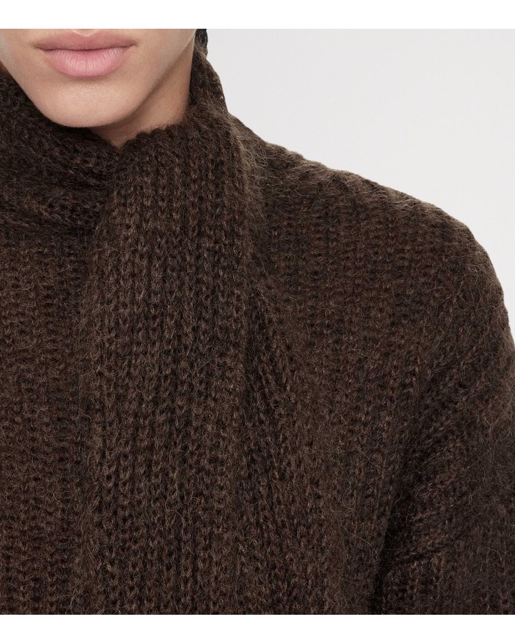 AllSaints Brown Relaxed Tie-Detail Etty Sweater