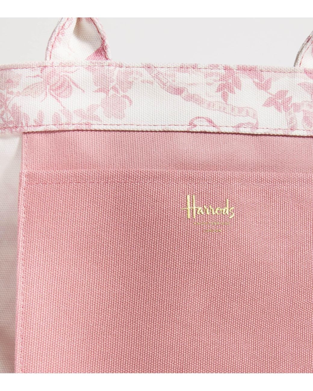 Harrods Pink Small Toile Print Tote Bag