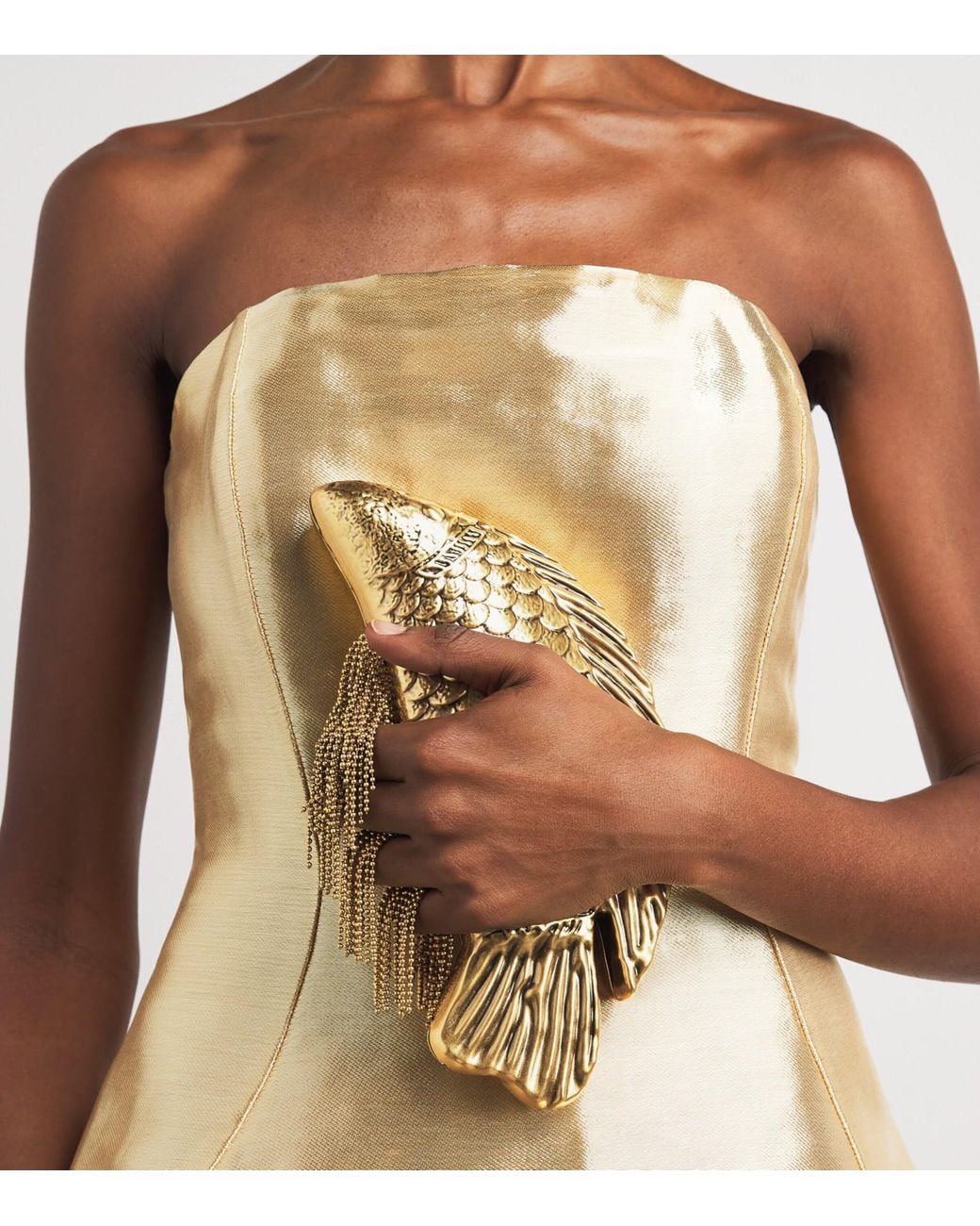 Cult Gaia Metallic Mini Brass Neemo Clutch Bag