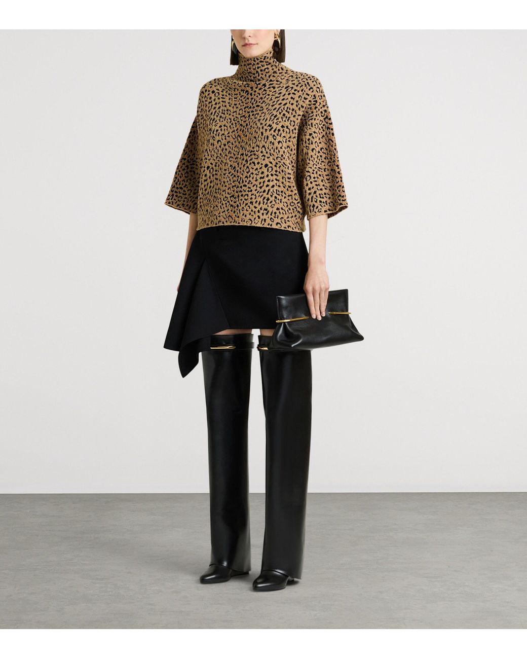 Givenchy Brown Bouclé Leopard High-Neck Top
