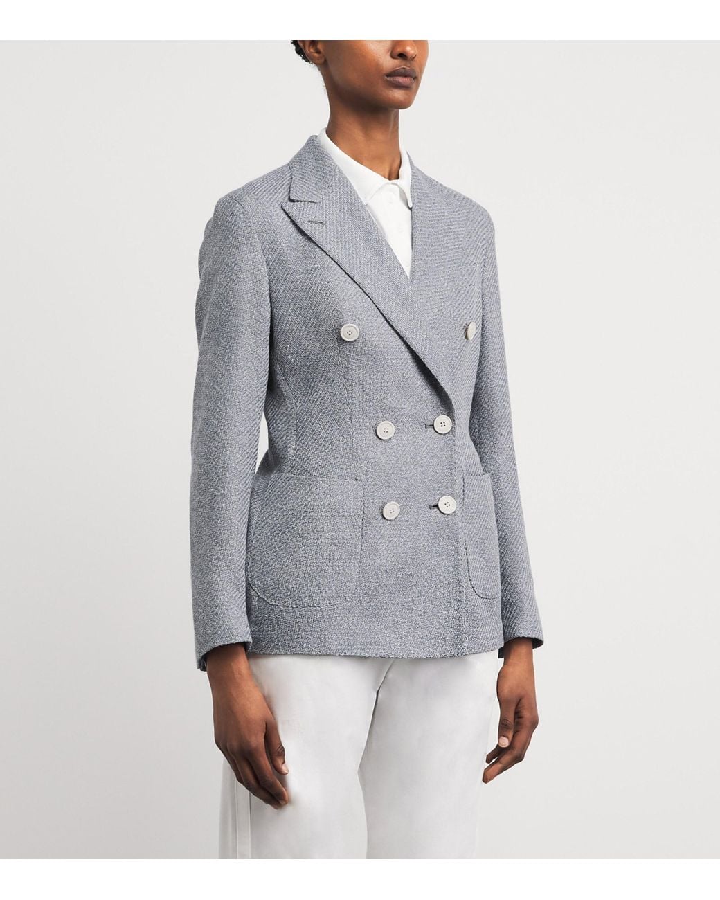 Eleventy Gray Double-Breasted Blazer
