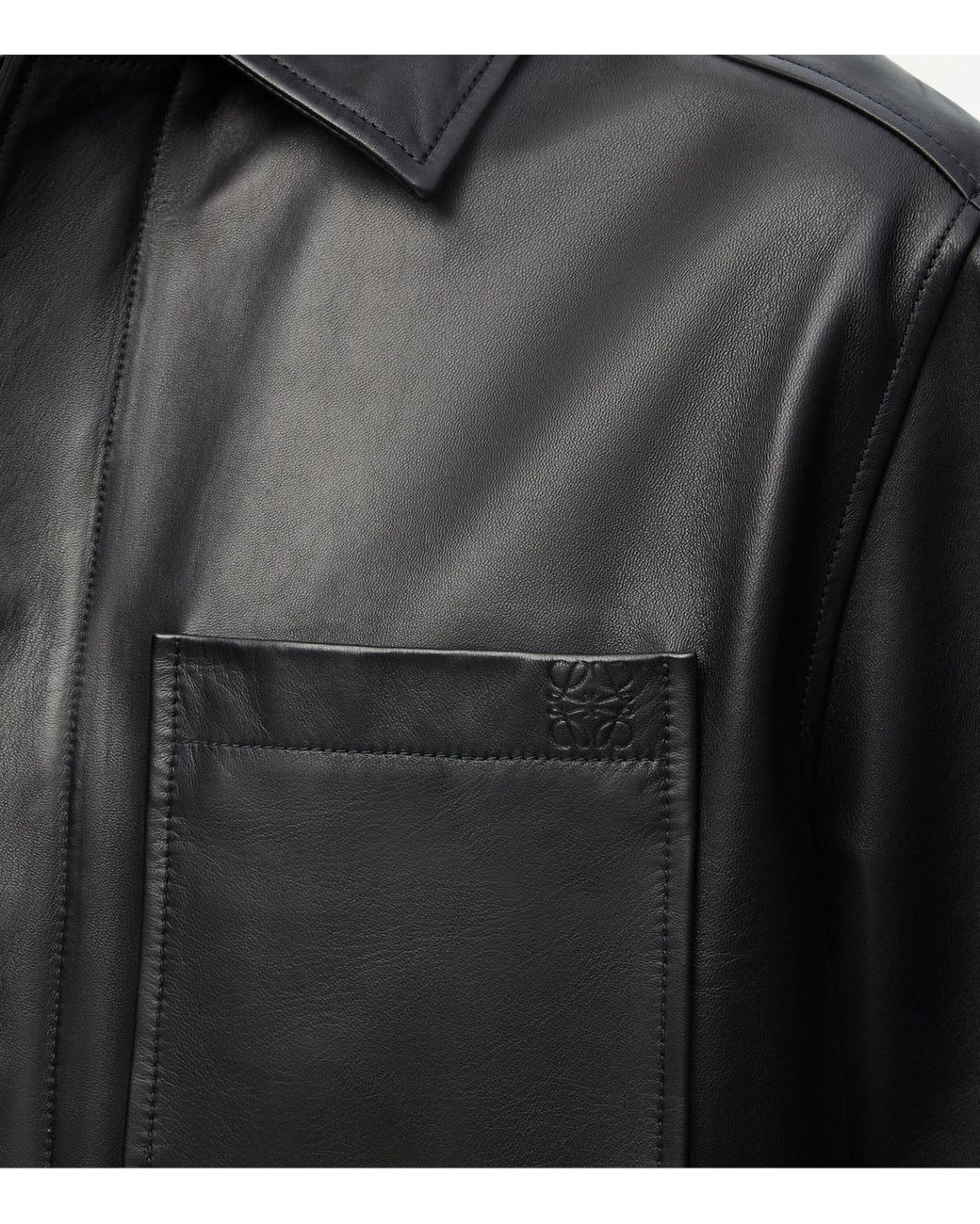 Loewe Black Leather Shirt Jacket for men