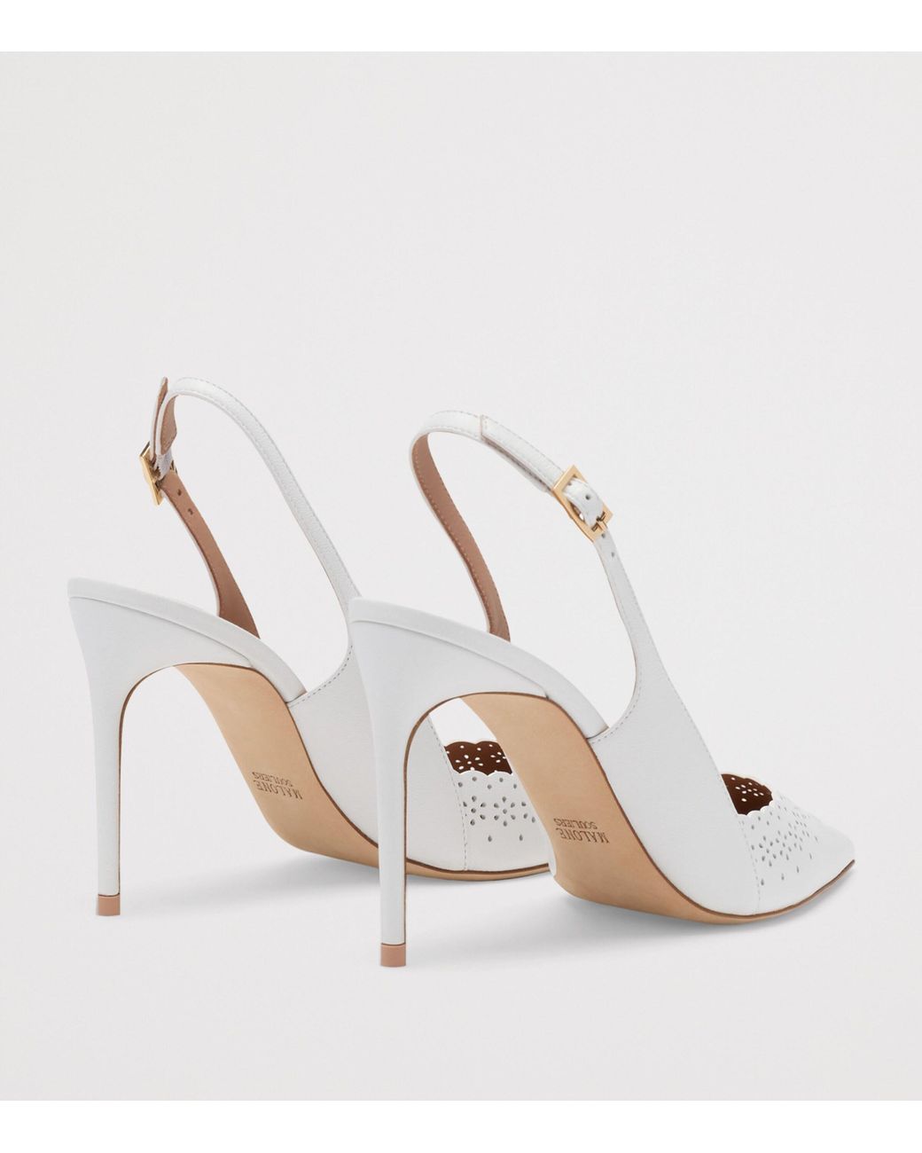 Malone Souliers Leather Sunny Slingback Heels 90 in White | Lyst