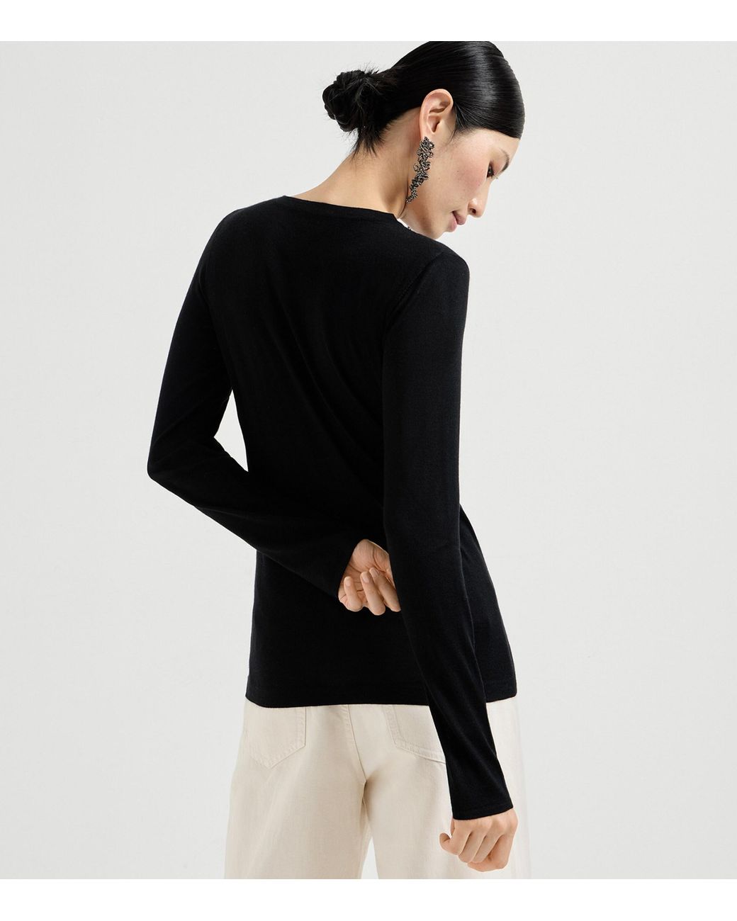 Brunello Cucinelli Black Cashmere-Silk Sweater