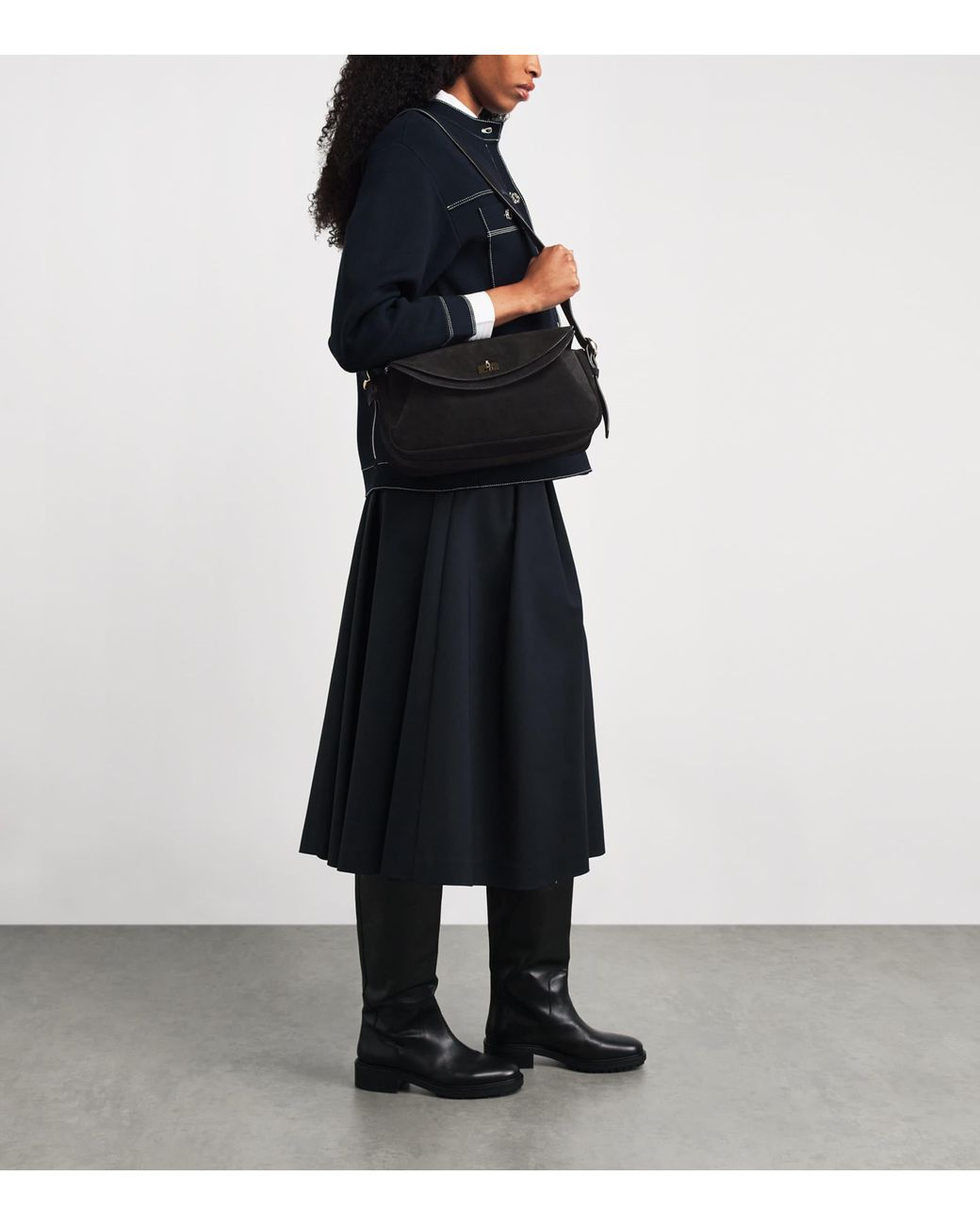 Sandro Black Suede Le Mambo Shoulder Bag