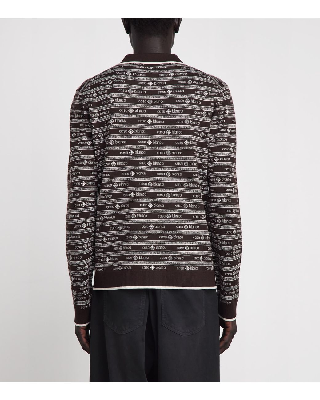Casablanca Gray Merino Logo Jacquard Polo Sweater for men