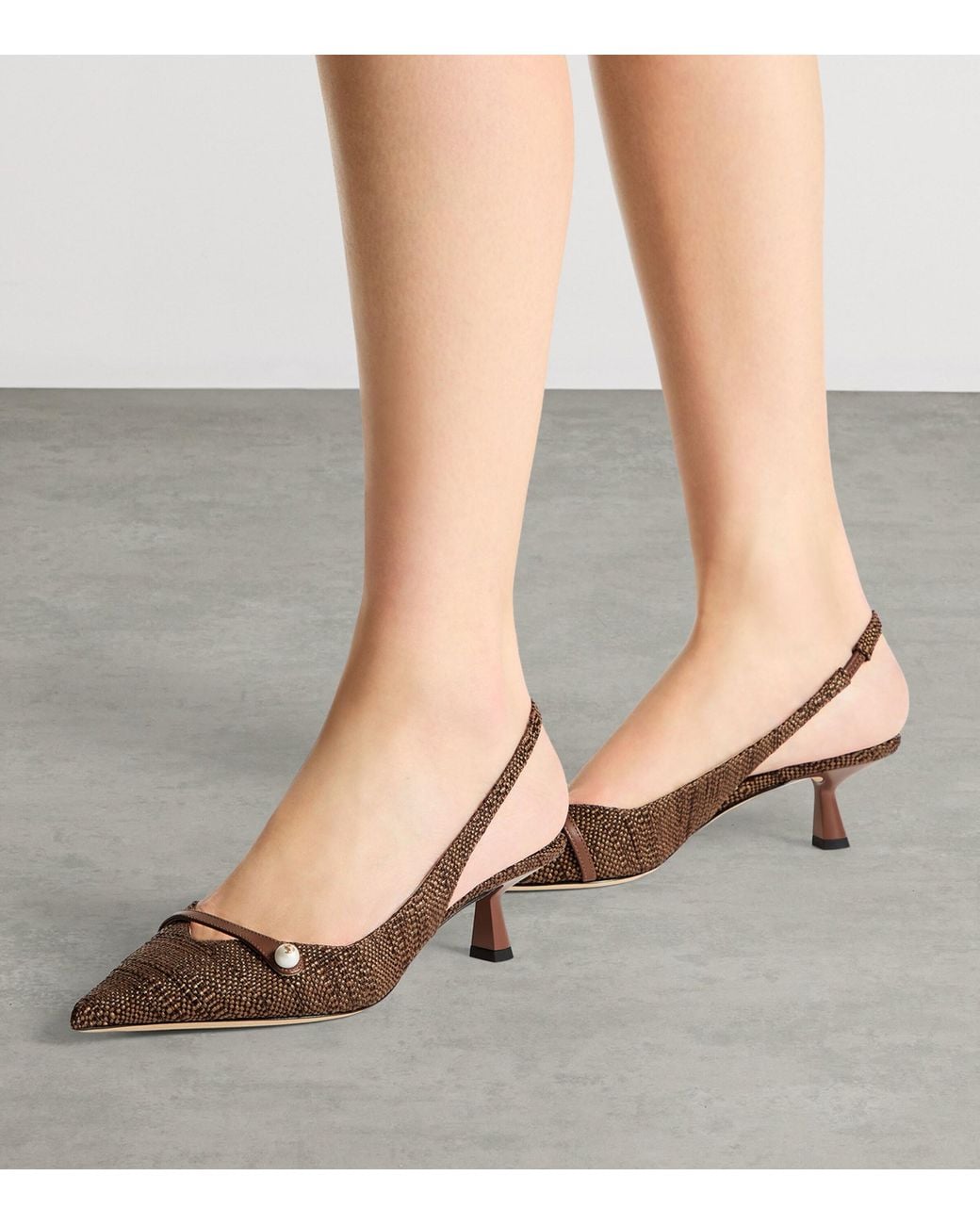 Jimmy Choo Brown Amita 45 Woven Slingback Pumps