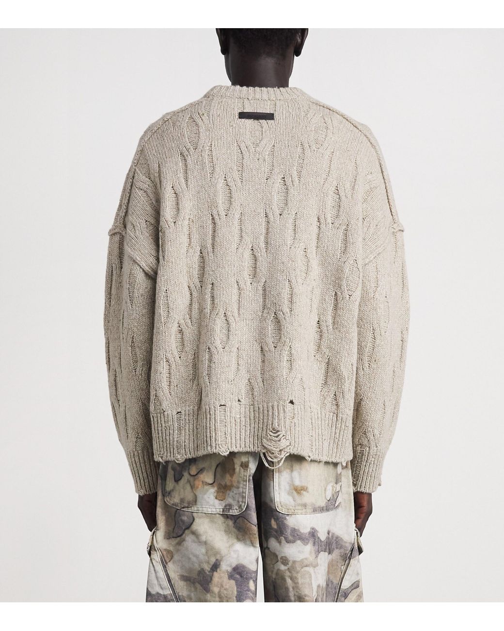 Represent Gray Wool-Blend Distressed Sweater for men