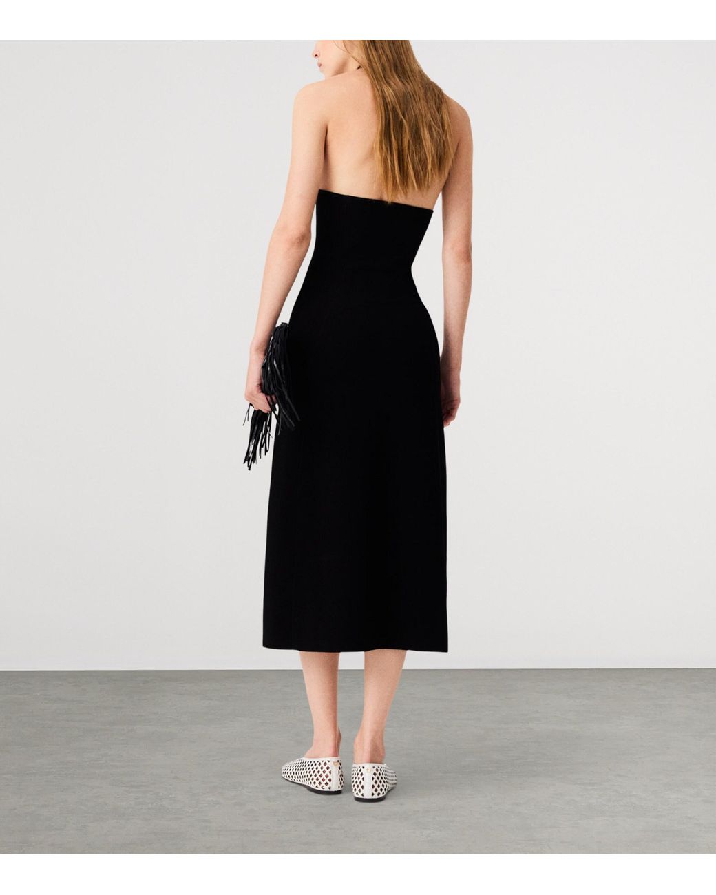 Maje Black Knitted Halterneck Midi Dress