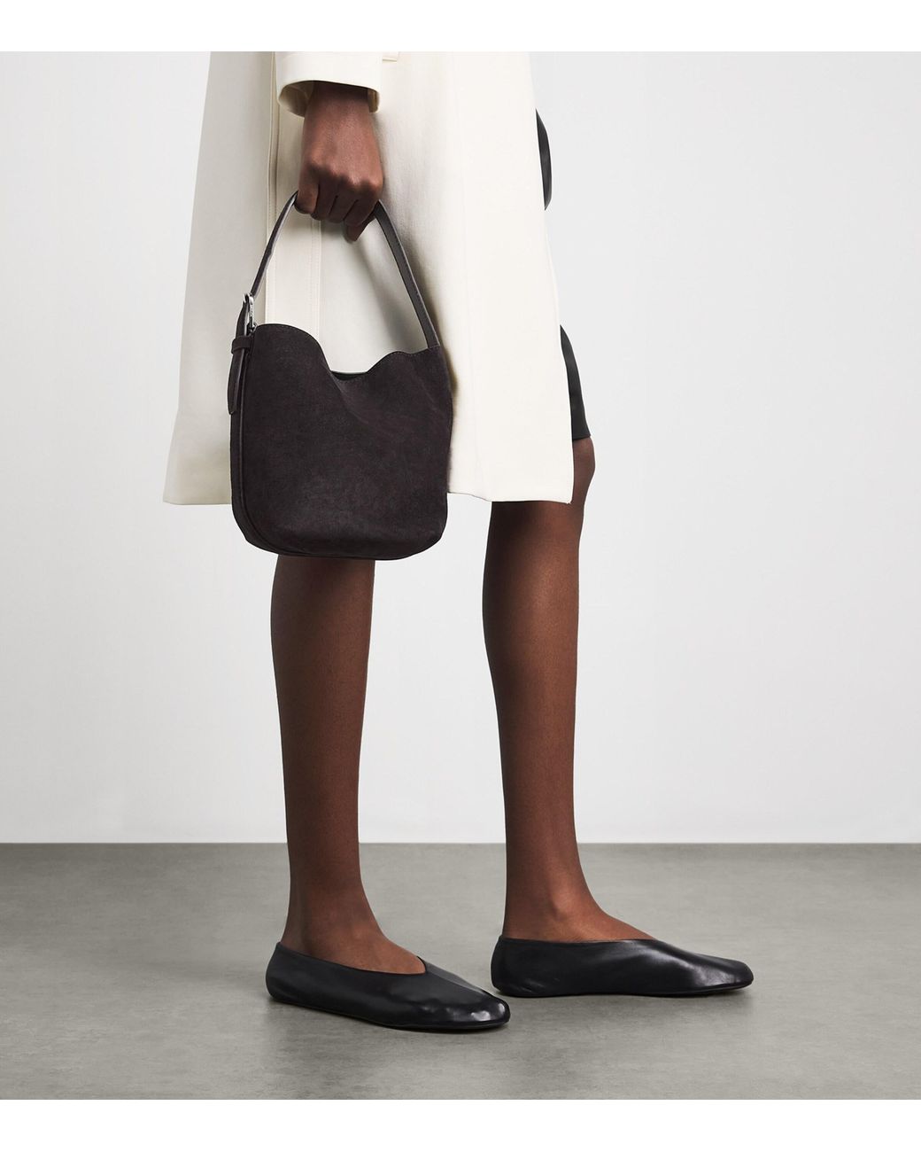 Totême Black Small Suede Belted Tote Bag
