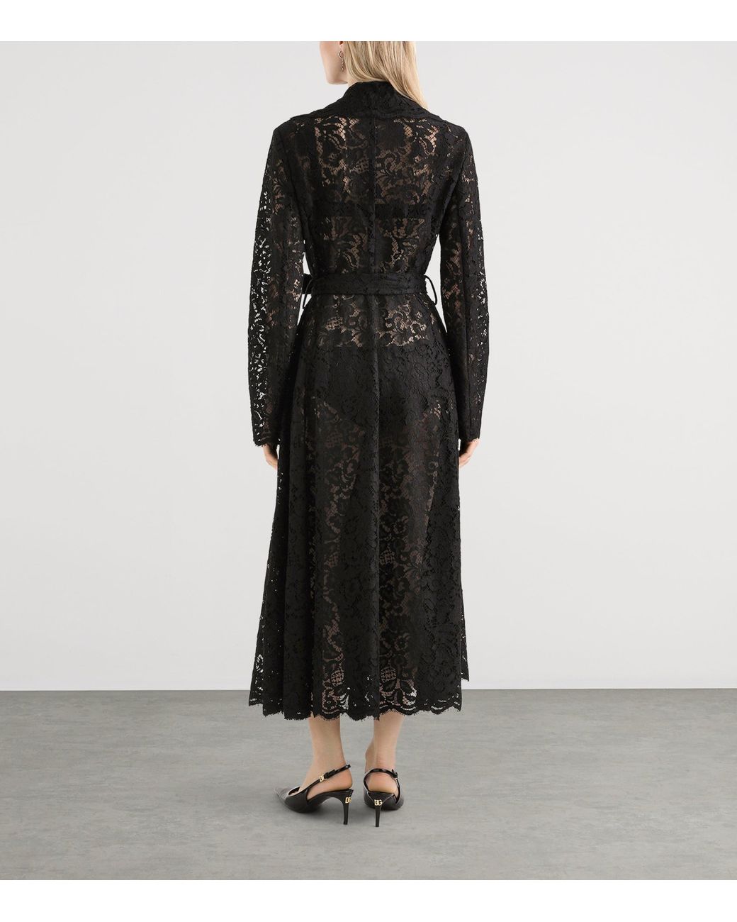 Dolce & Gabbana Black Lace Wrap Coat