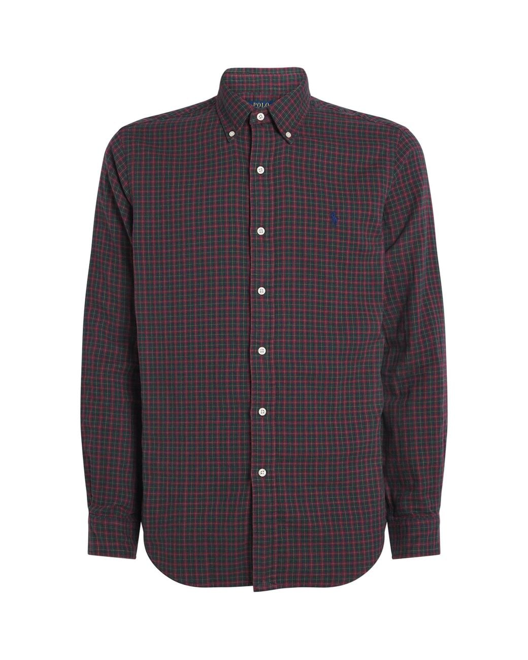 Polo Ralph Lauren Blue Cotton Check Custom Fit Oxford Shirt for men