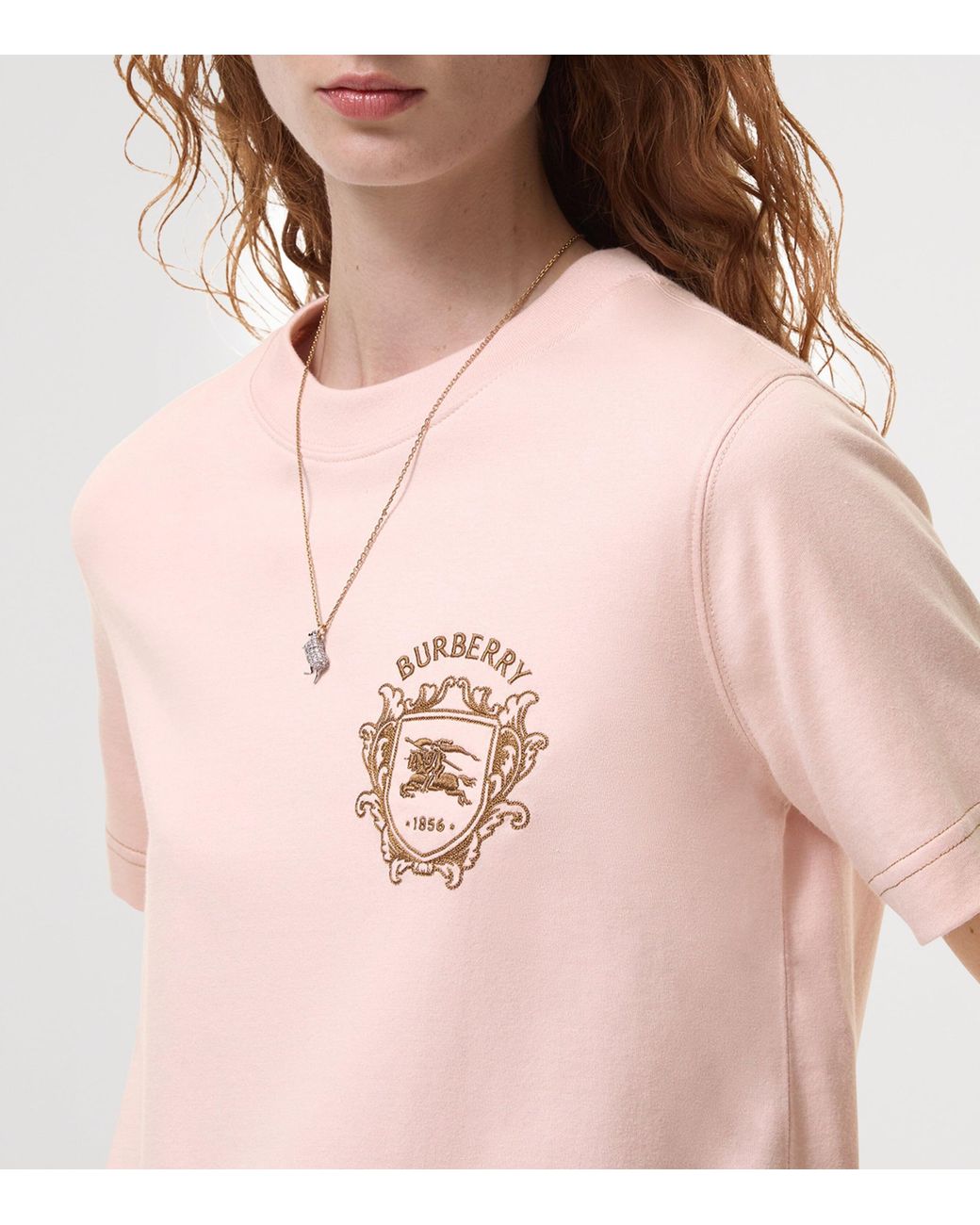 Burberry Pink Cotton Ekd Crest T-Shirt