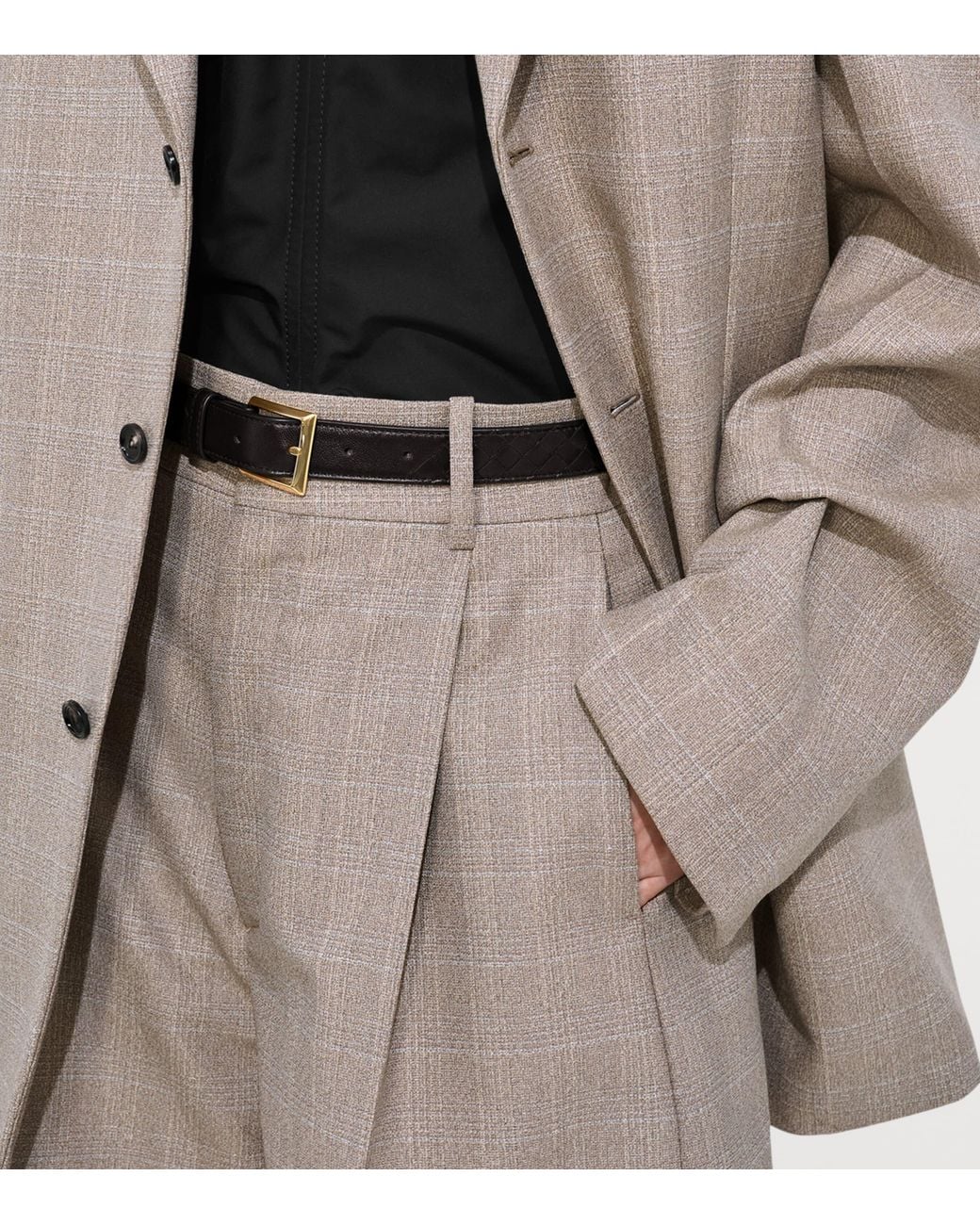 Bottega Veneta Black Calfskin Intrecciato Piccolo Belt