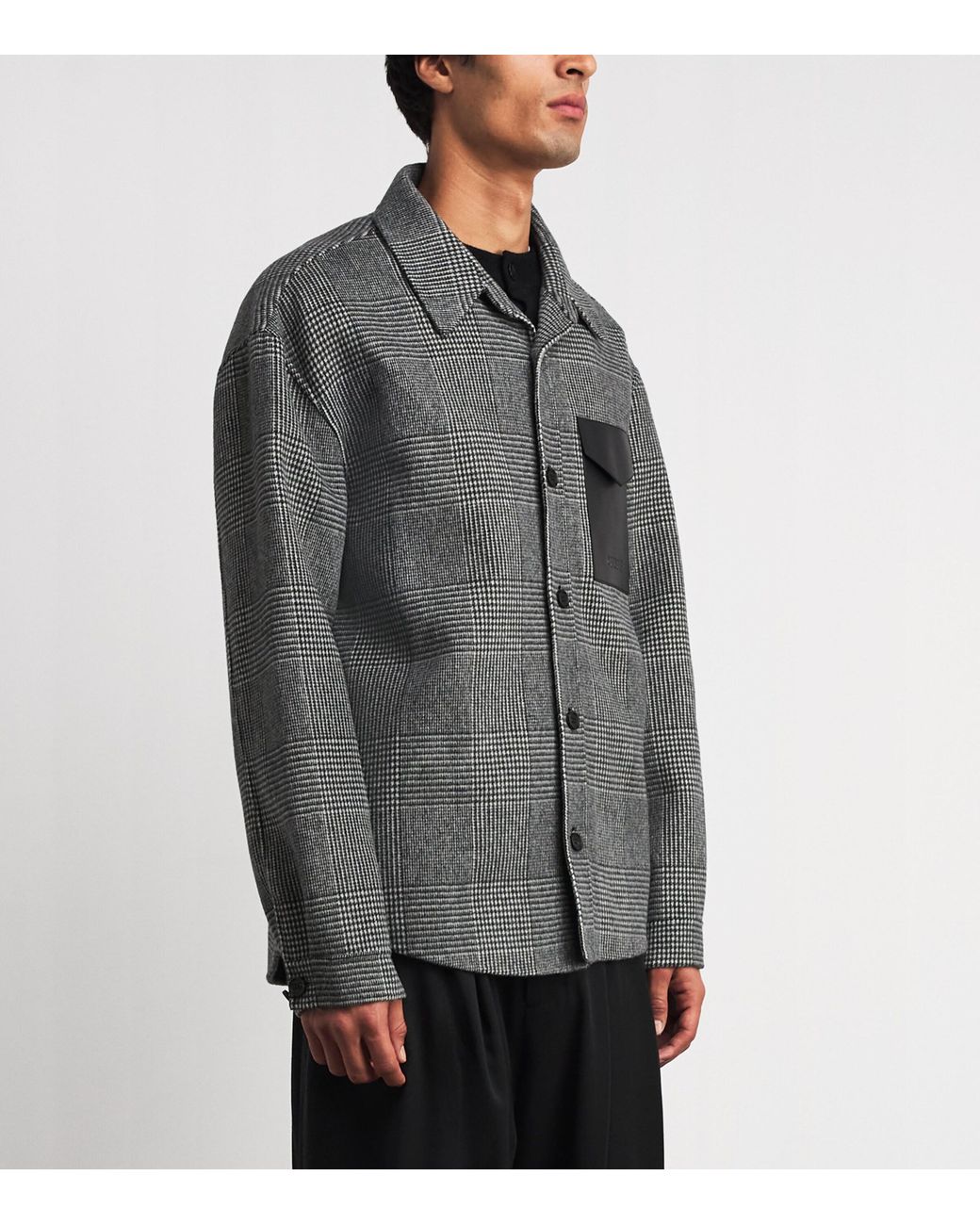 Mackage Gray Wool Leather-Trim Emmanuel Overshirt for men
