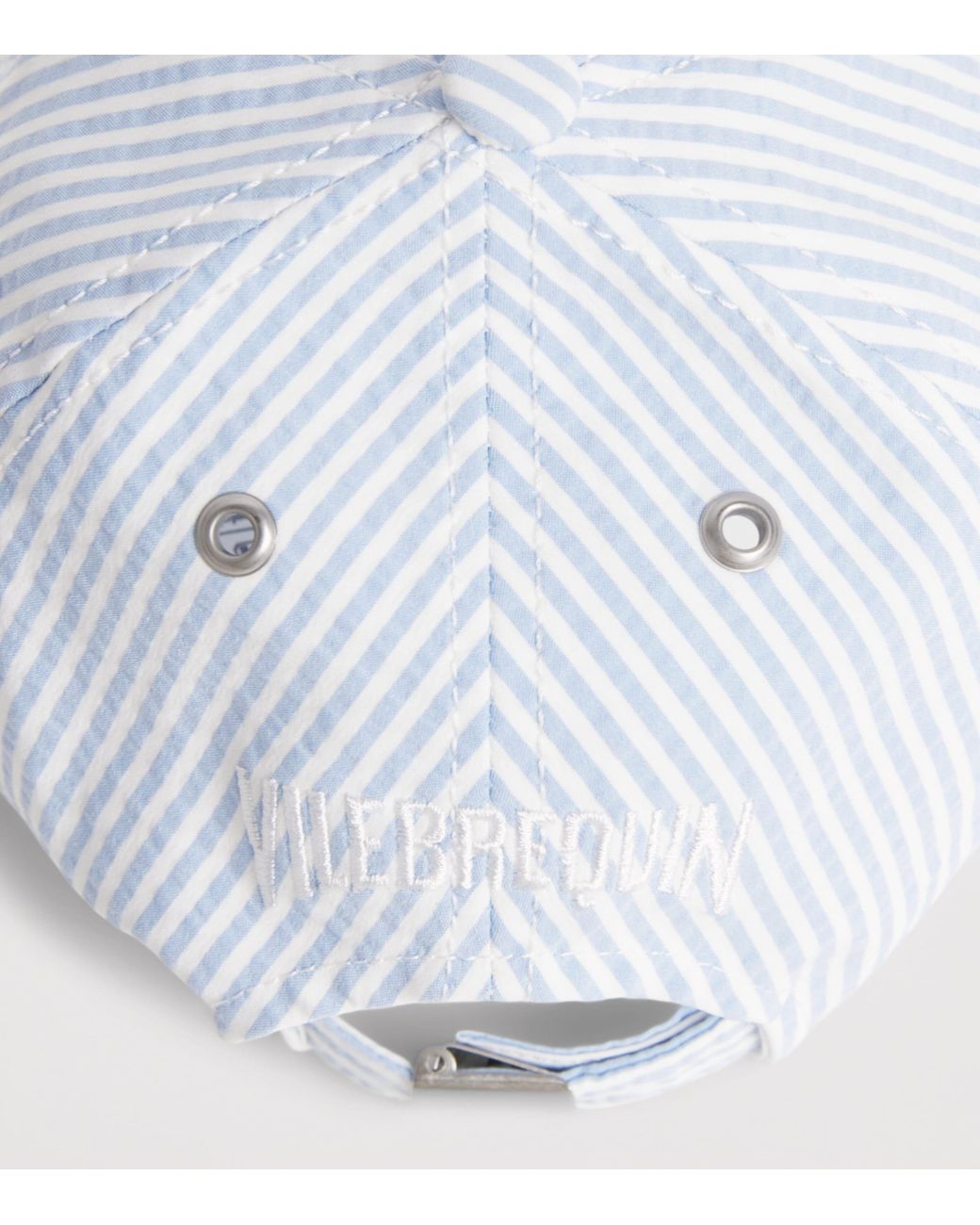 Vilebrequin White Seersucker Stripe Turtle Baseball Cap for men