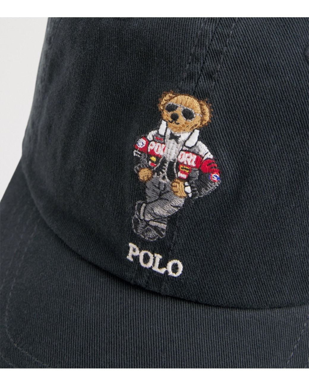 Polo Ralph Lauren Black Cotton Polo Bear Baseball Cap for men