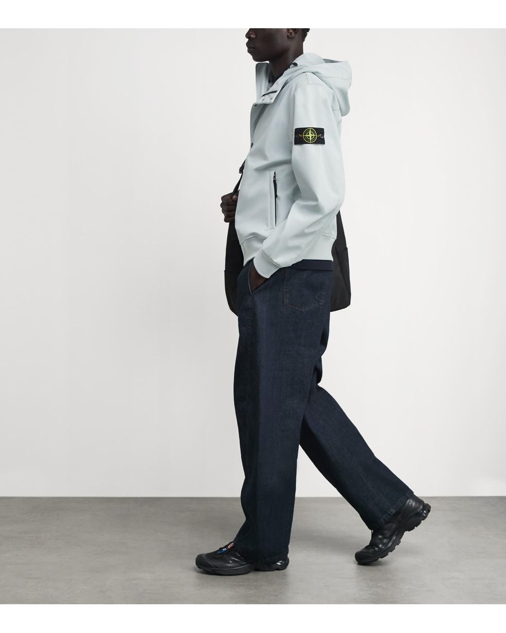 Stone Island Blue Softshell Hooded Parka for men