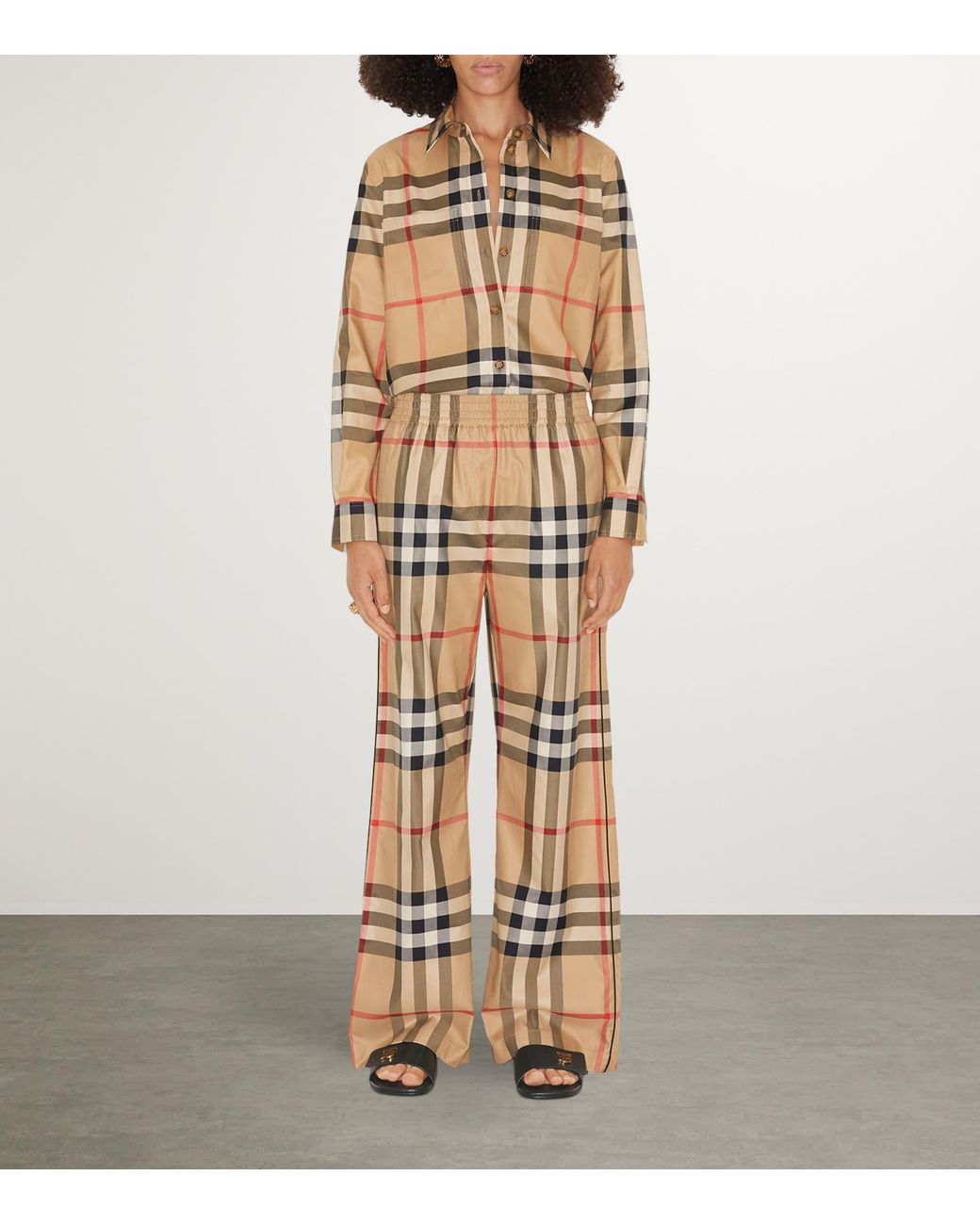 Burberry Natural Cotton Check Trousers for men