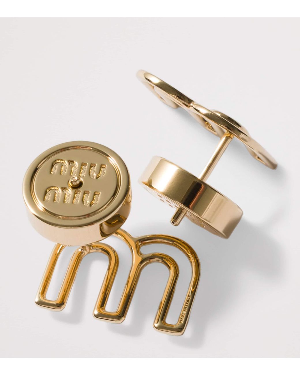 Miu Miu Metallic M Logo Stud Earrings