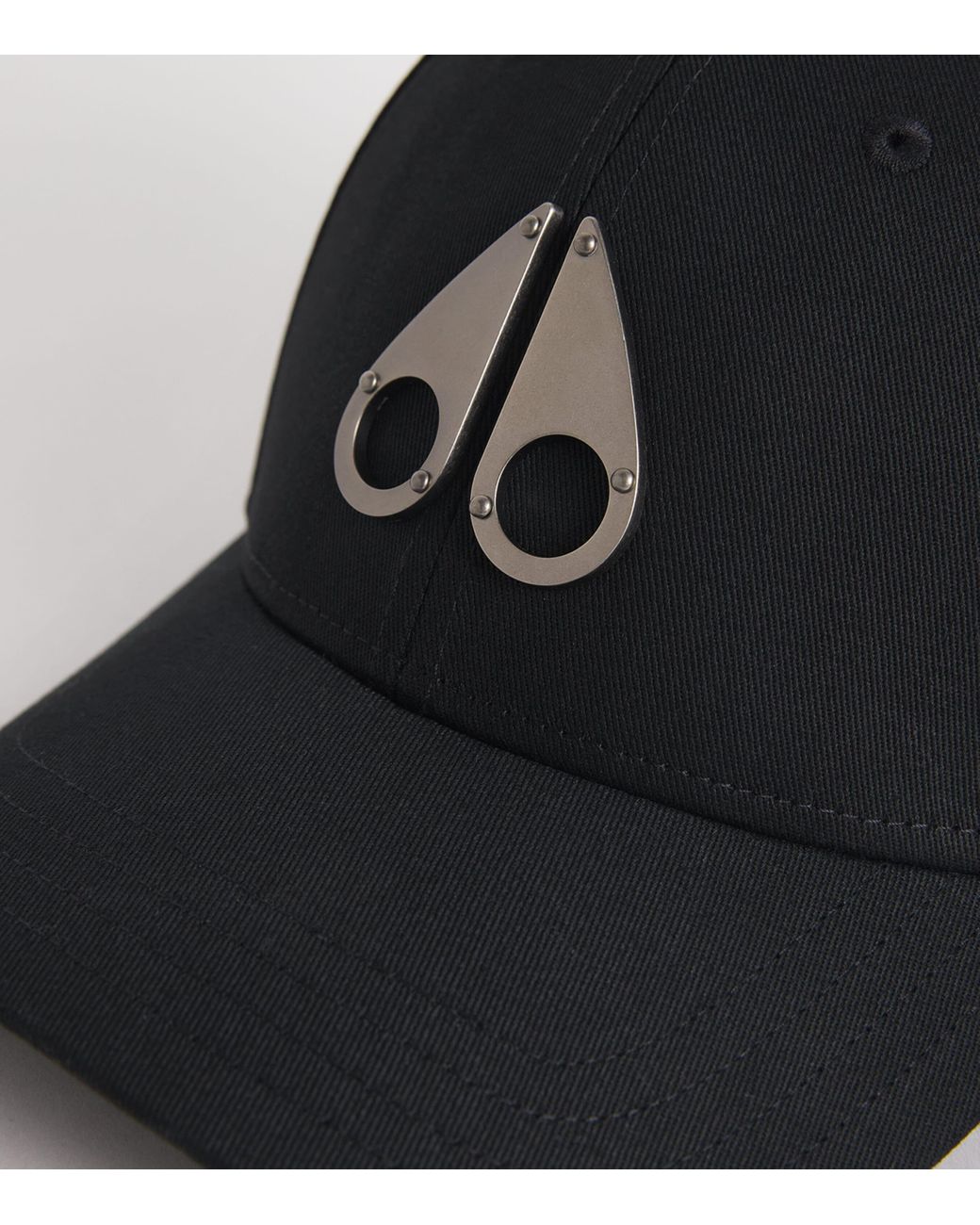 Moose Knuckles Black Cotton Logo Baseball Cap for men