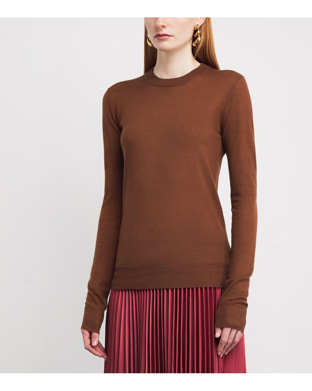 Joseph Brown Cashmere Round-Neck Sweater