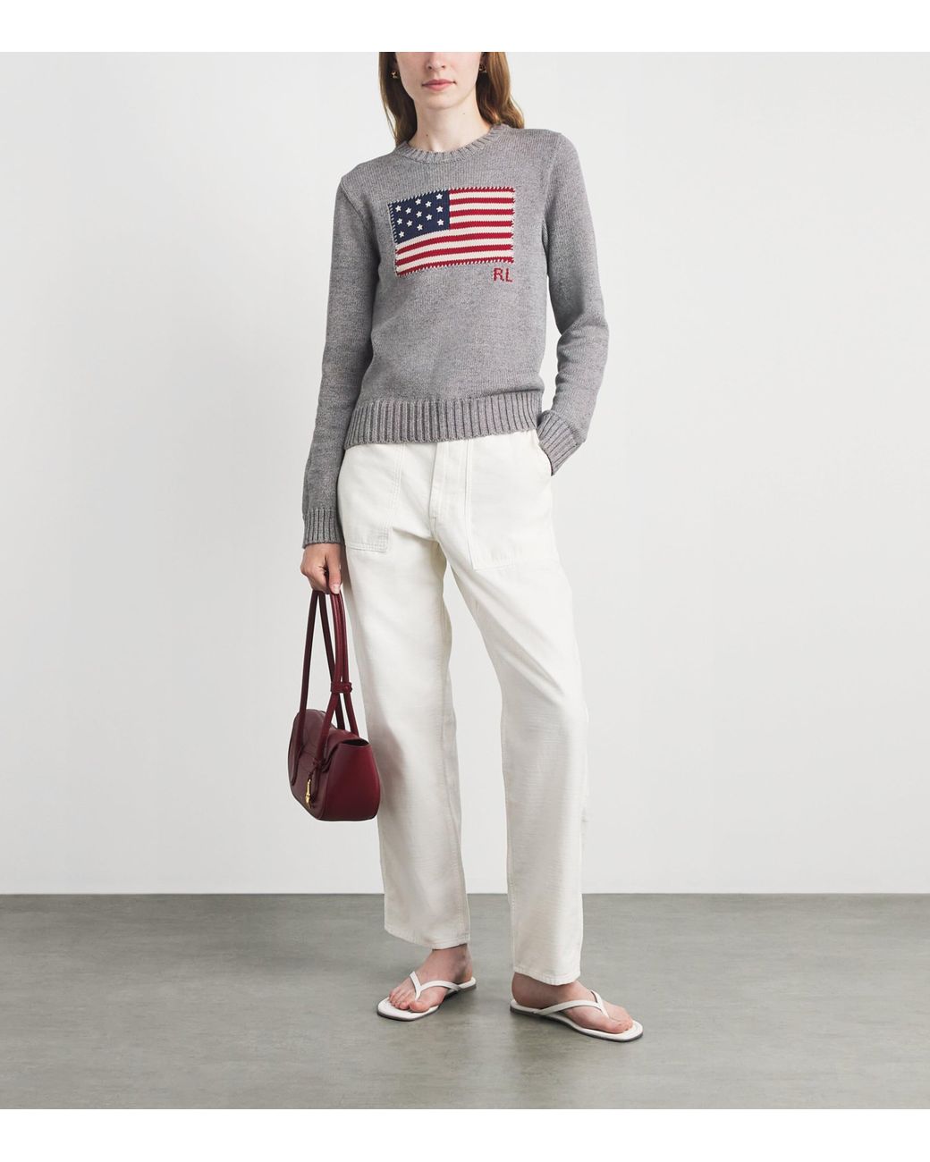Polo Ralph Lauren Gray Cotton American Flag Sweater