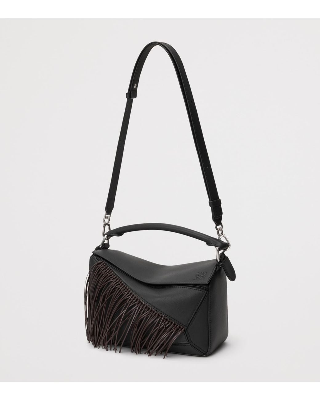 Loewe Black Small Leather Puzzle Fringed Top-Handle Bag