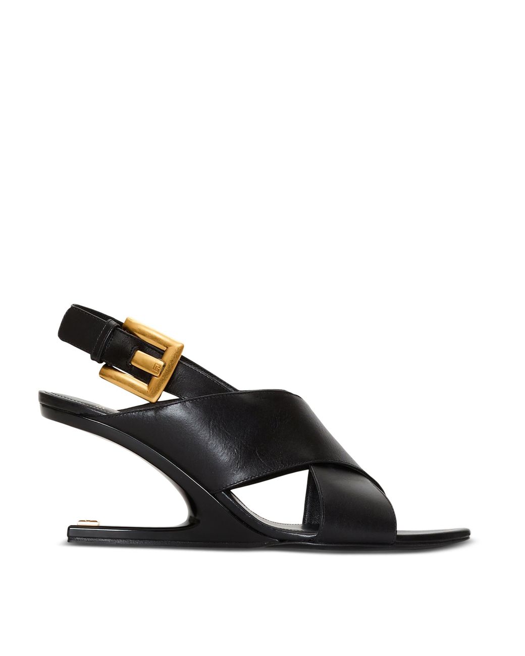 Balmain Black Leather Anthem No-Wedge Heeled Sandals 75