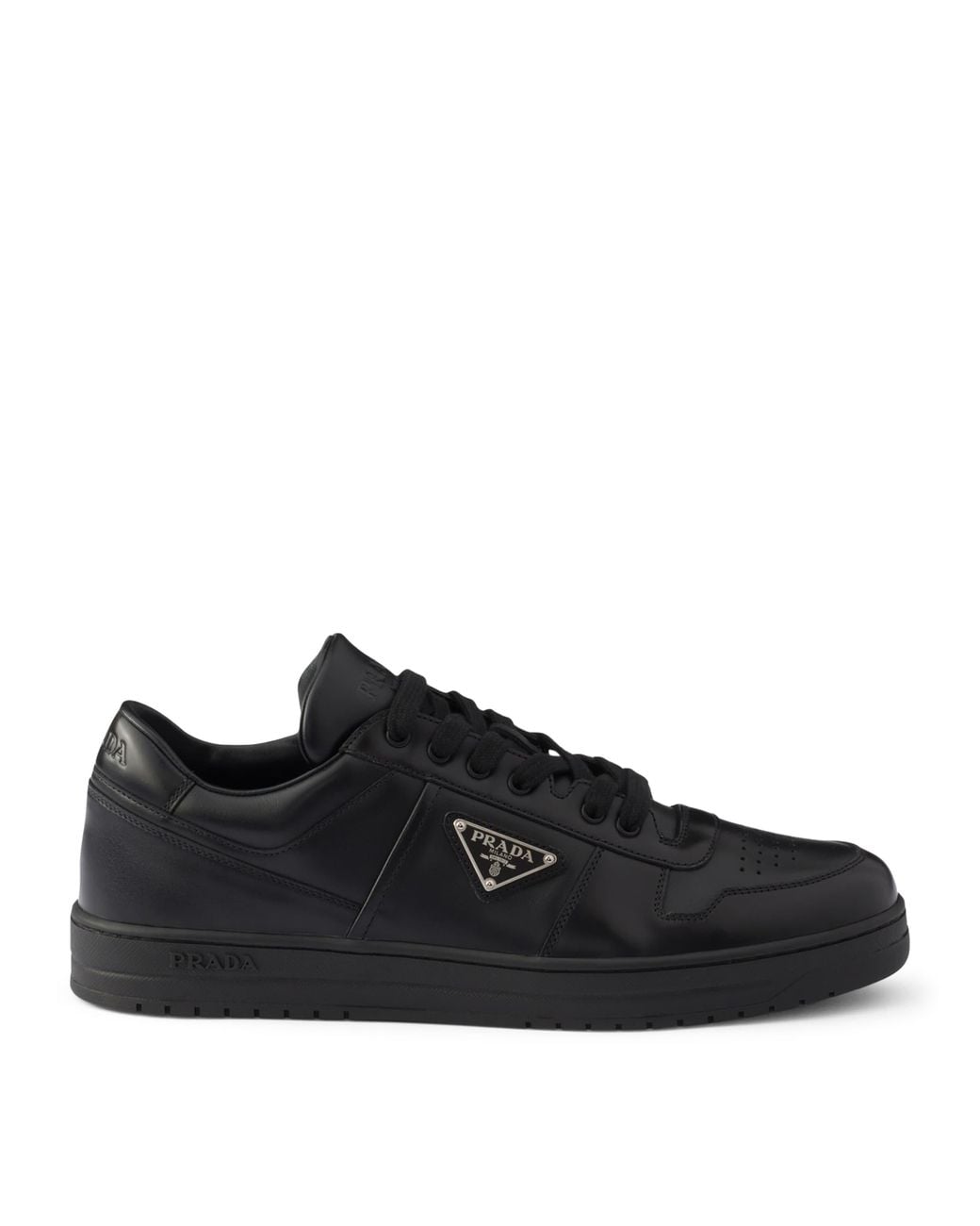 Prada Black Leather Downtown Sneakers for men