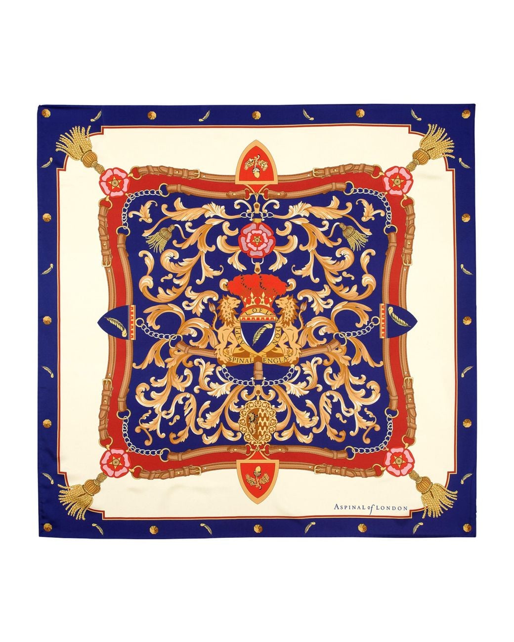 Aspinal Blue Silk Signature Scarf