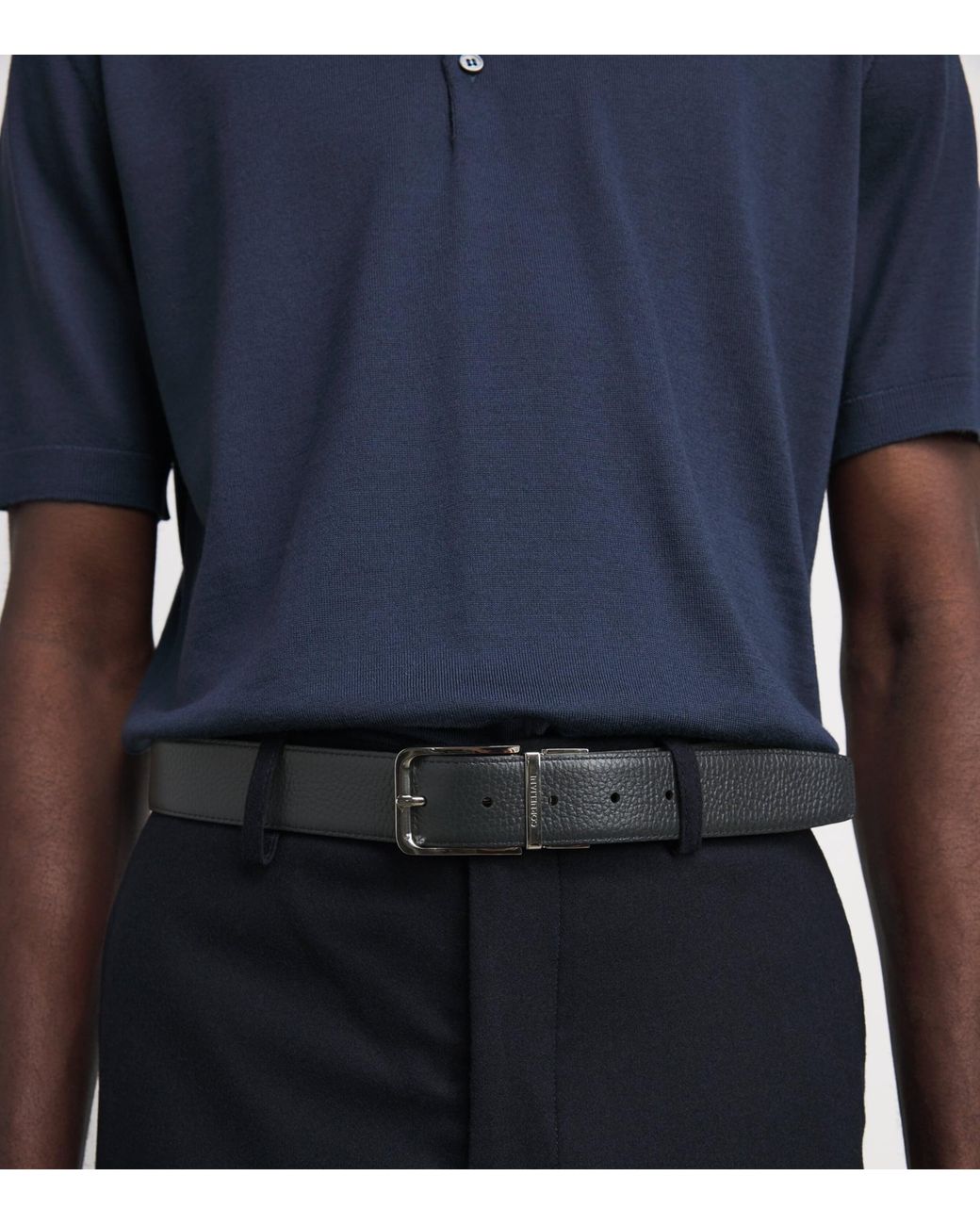 Corneliani Black Leather Belt for men