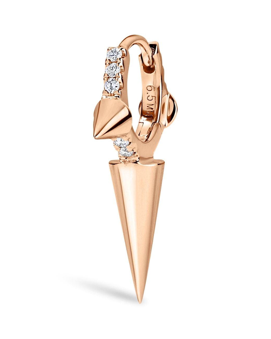 Maria Tash White Triple Long Spike Diamond Eternity Single Hoop Earring
