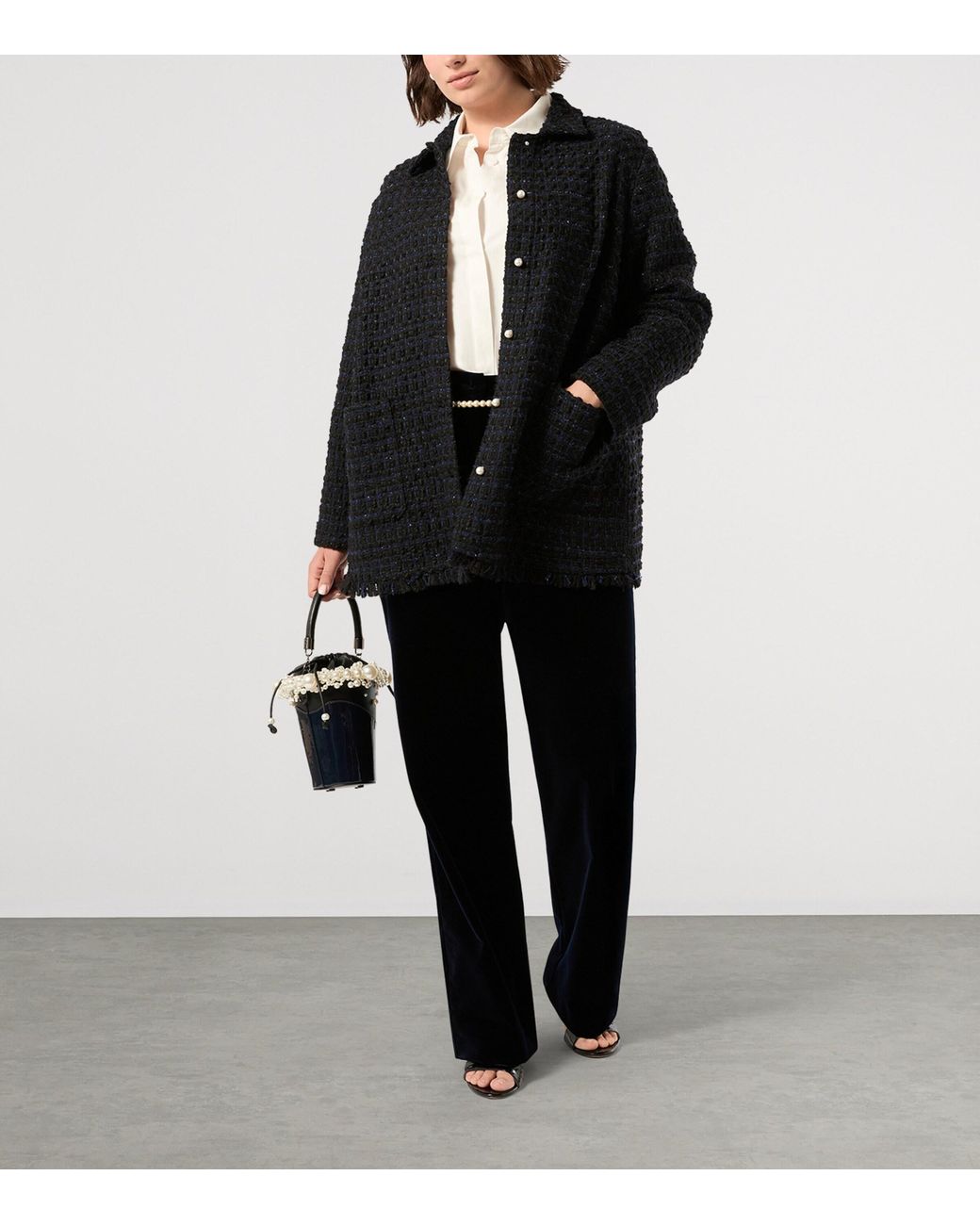Marina Rinaldi Black Linen Woven Jacket