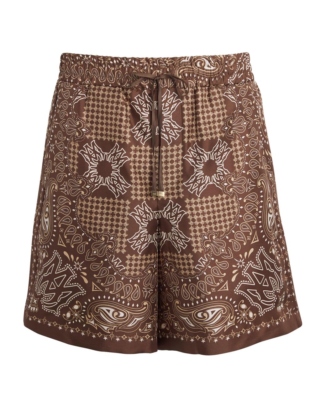 Amiri Brown Silk Ma Check Shorts for men