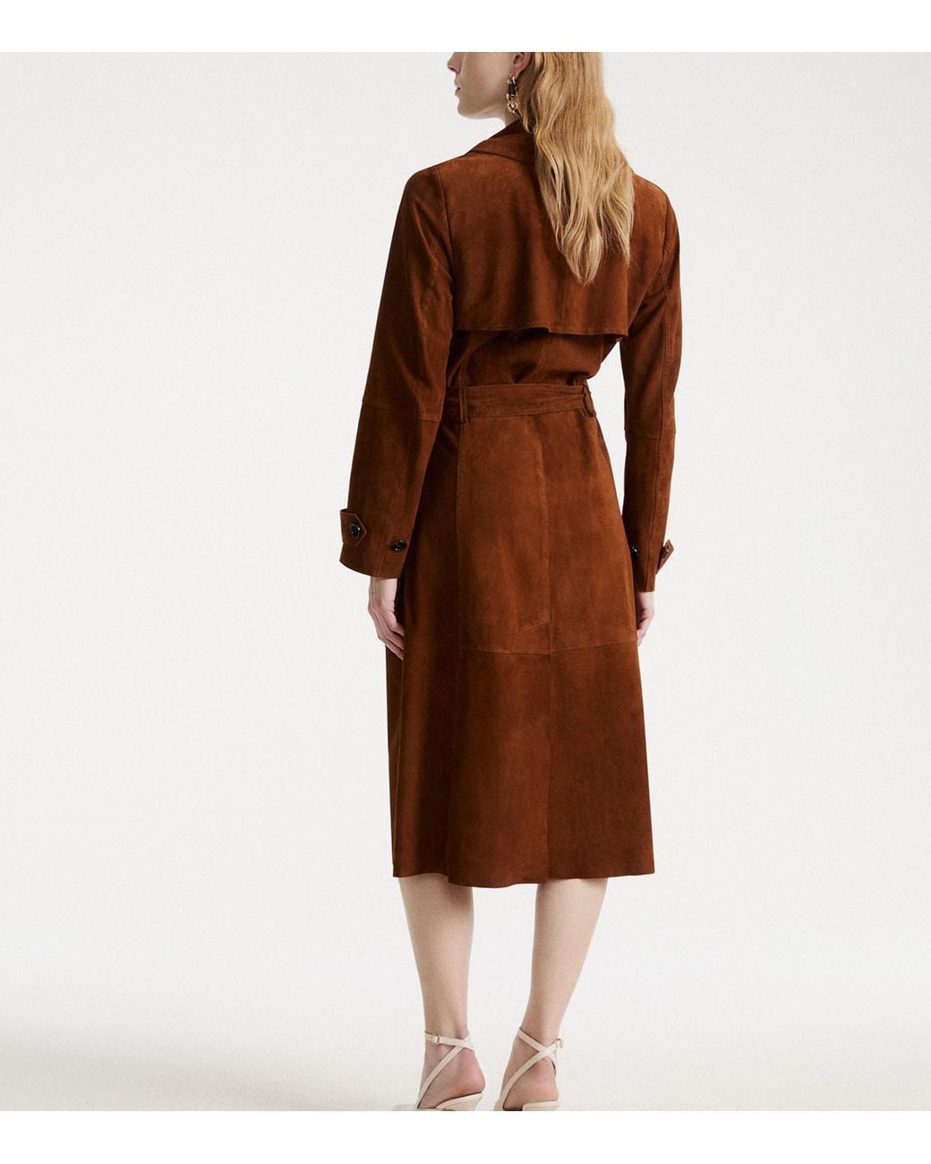 Marella Brown Suede Belted Coat