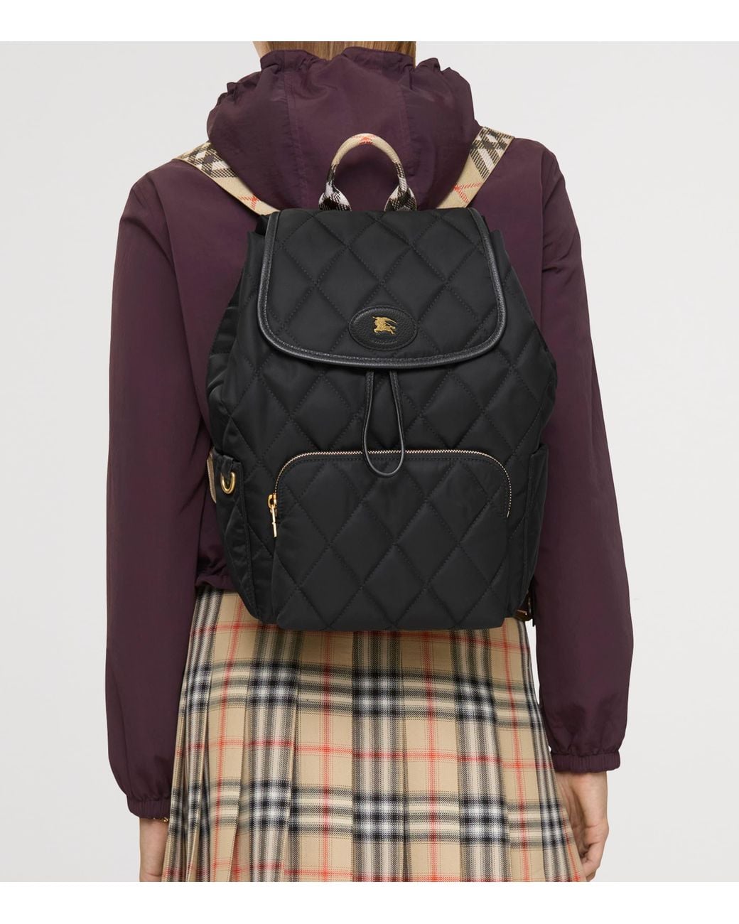 Burberry Black Quilted Horseshoe Backpack