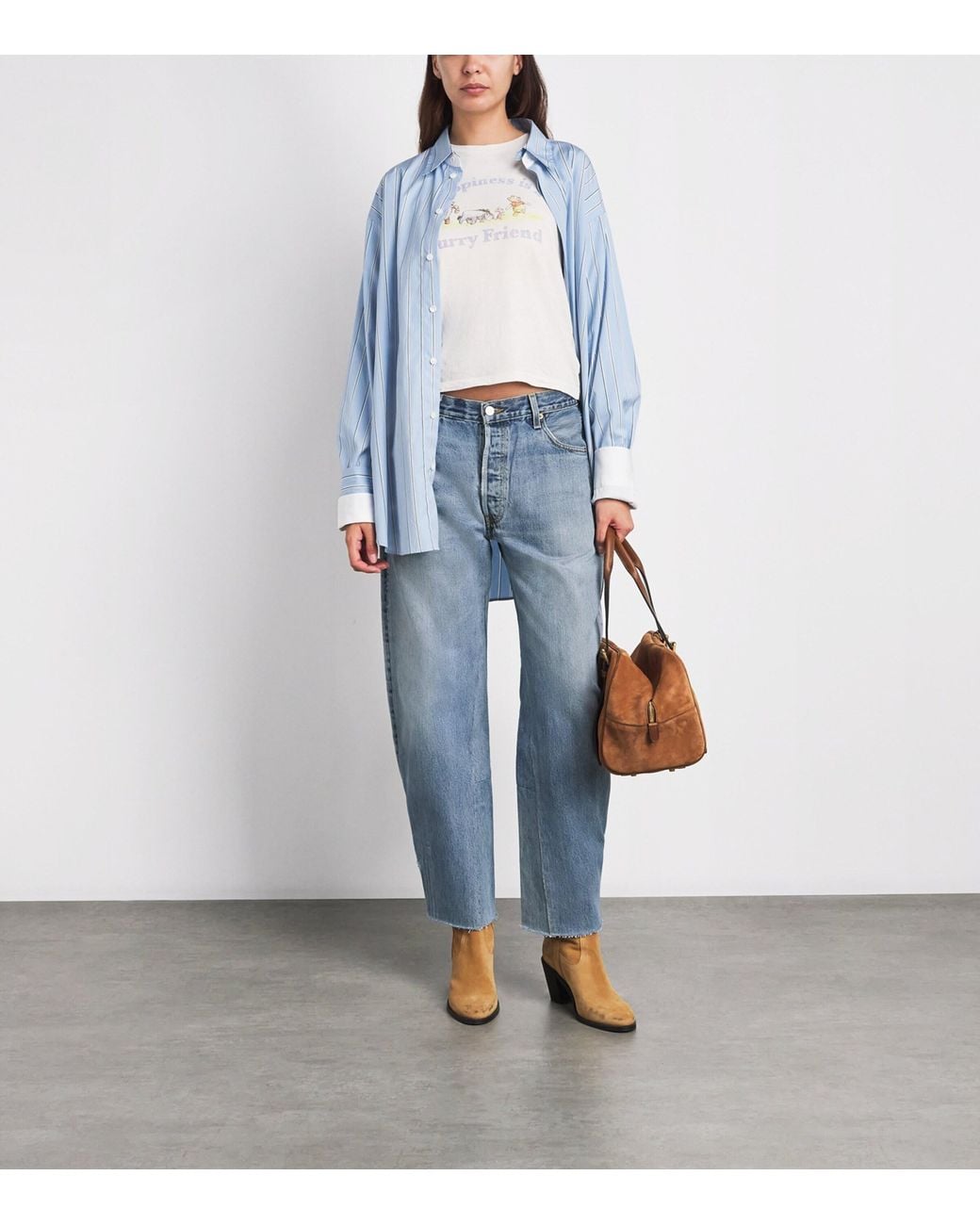 Re/done Blue Nico Mid-Rise Barrel-Leg Jeans